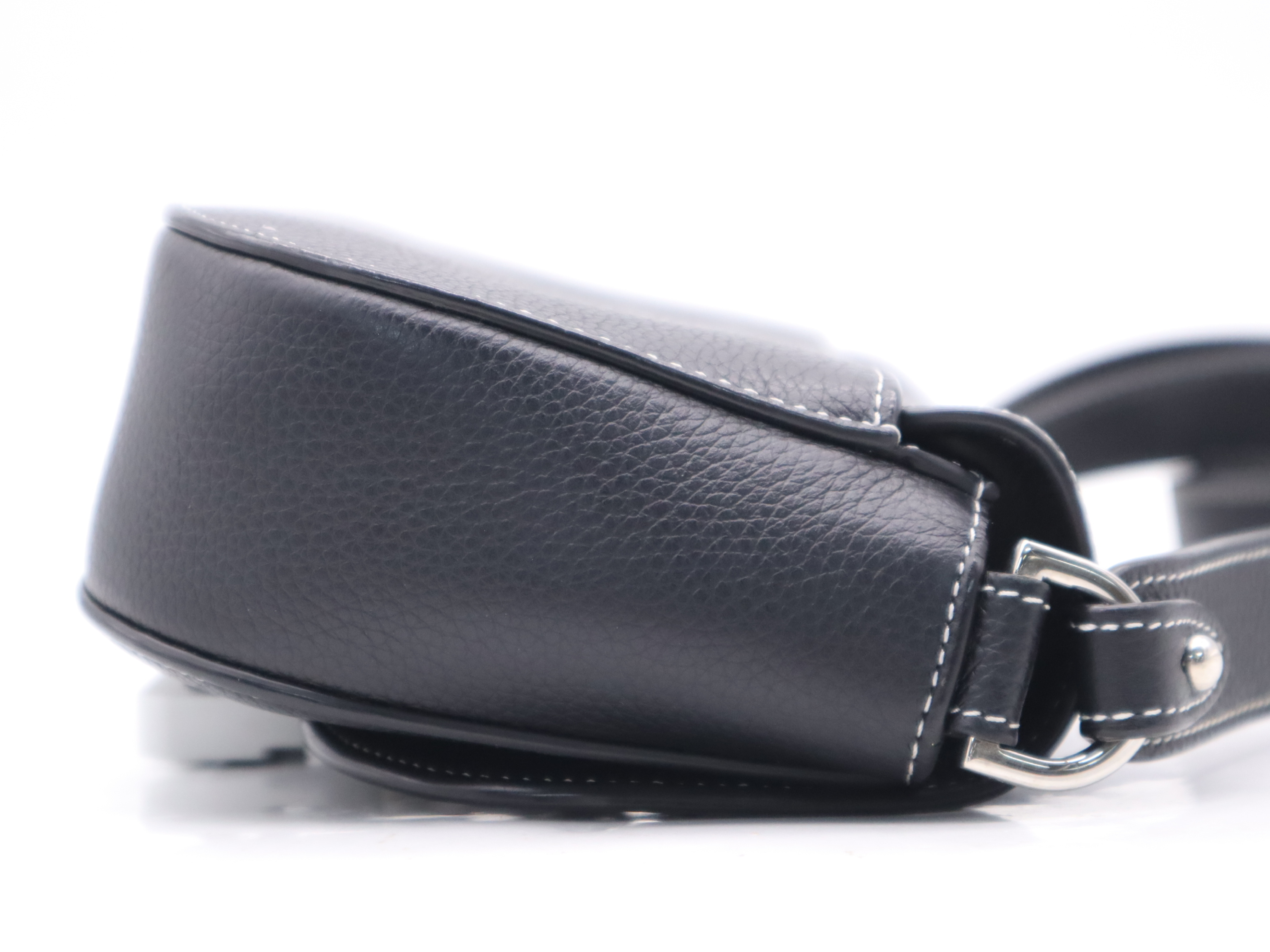 1ADPO049YKK H00N Leather Messenger Bag Small Saddle Black Shoulder Bag — view 5
