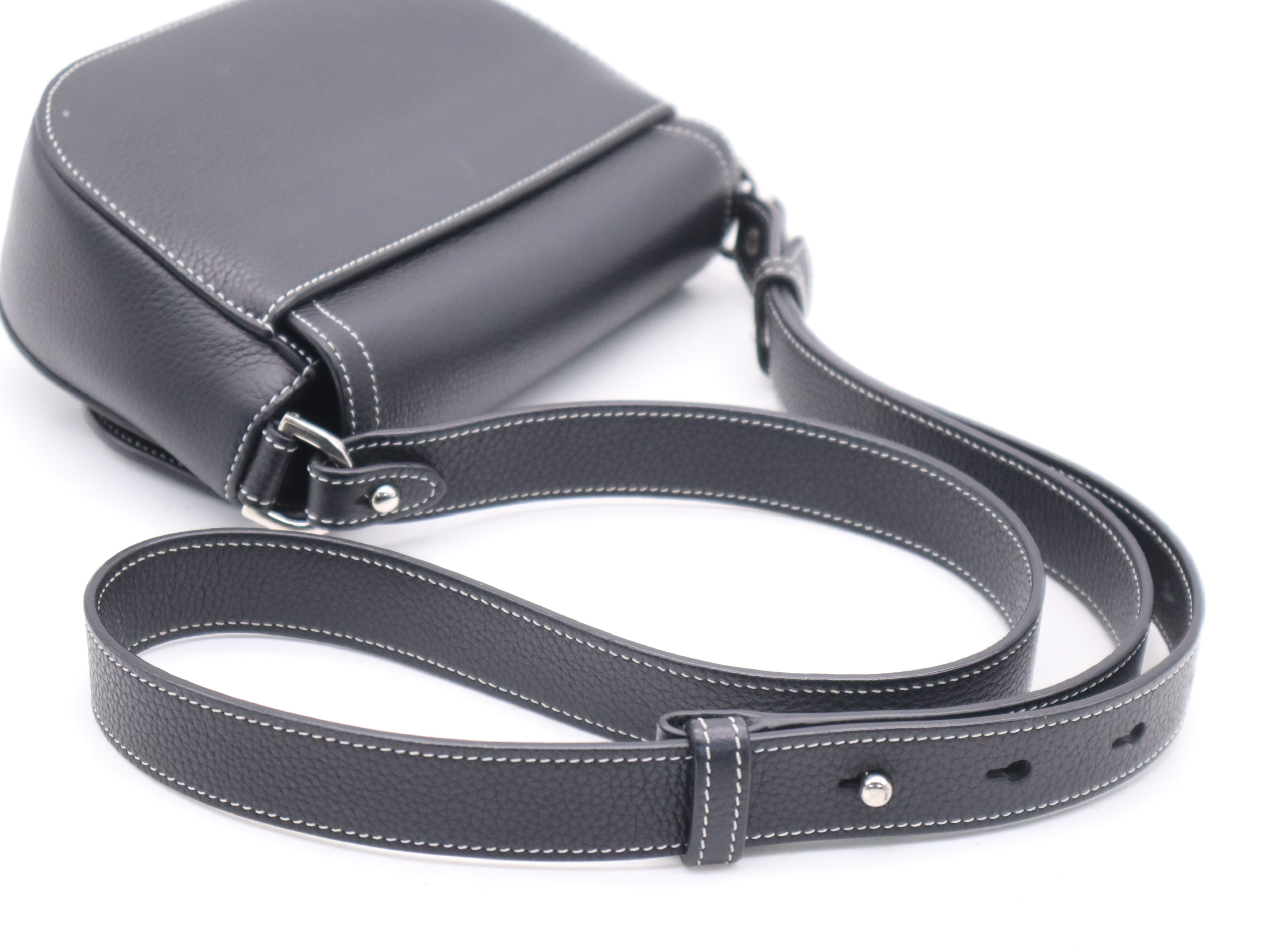 1ADPO049YKK H00N Leather Messenger Bag Small Saddle Black Shoulder Bag — view 6