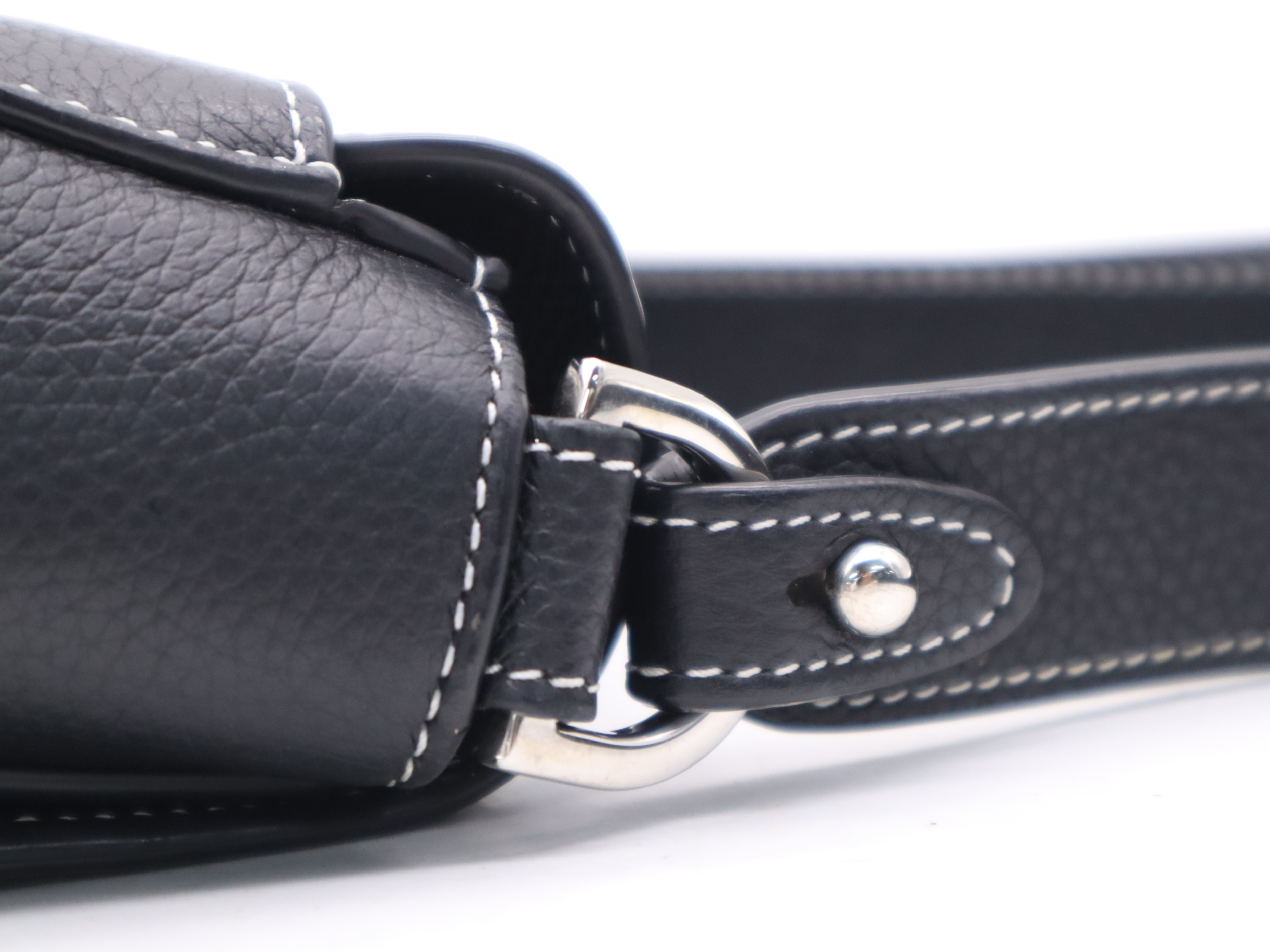 1ADPO049YKK H00N Leather Messenger Bag Small Saddle Black Shoulder Bag — view 7