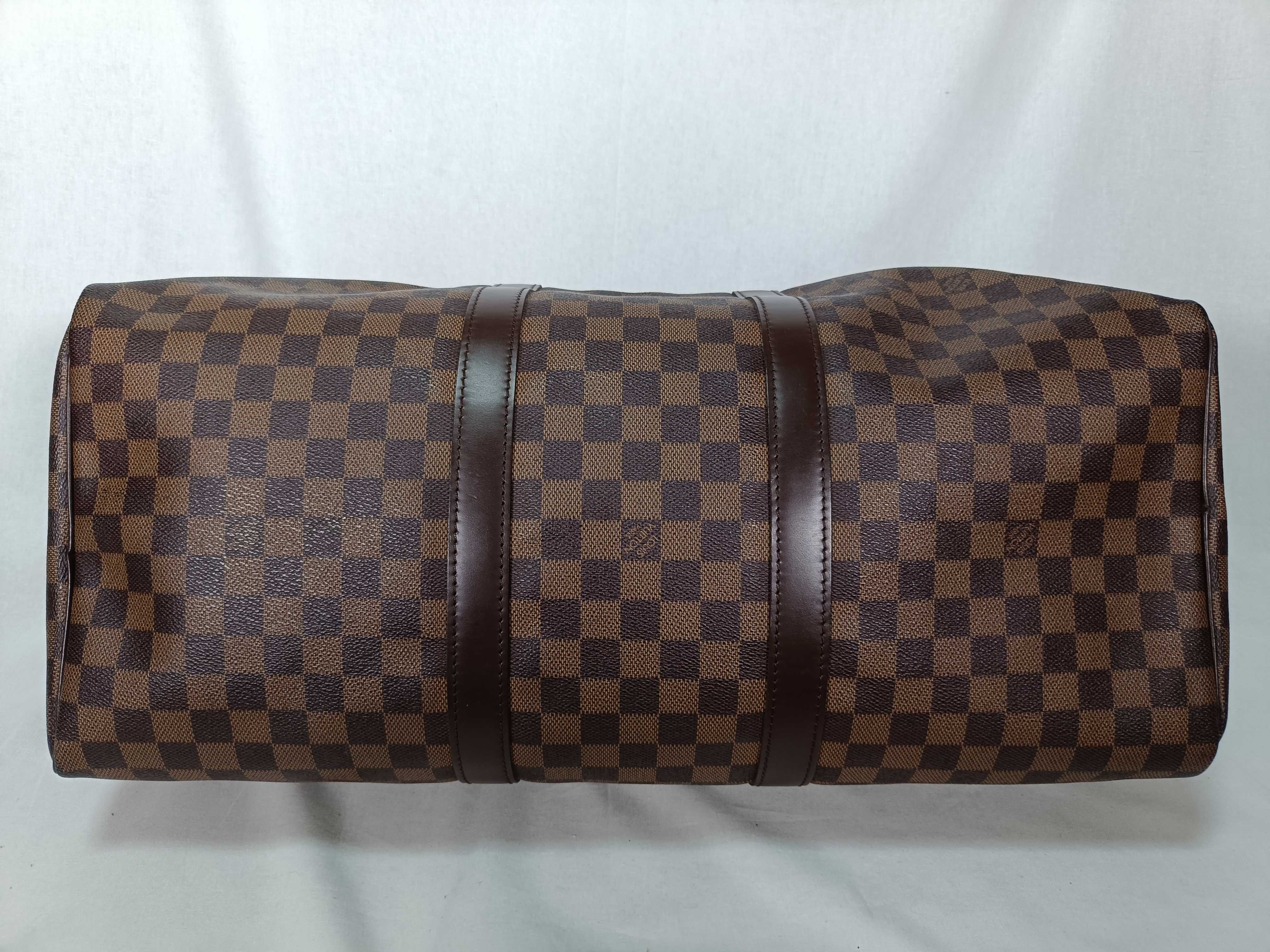 PH- Damier Ebene Bandouliere Keepall 55 Travel Bag Brown Canvas Boston Bag — view 3