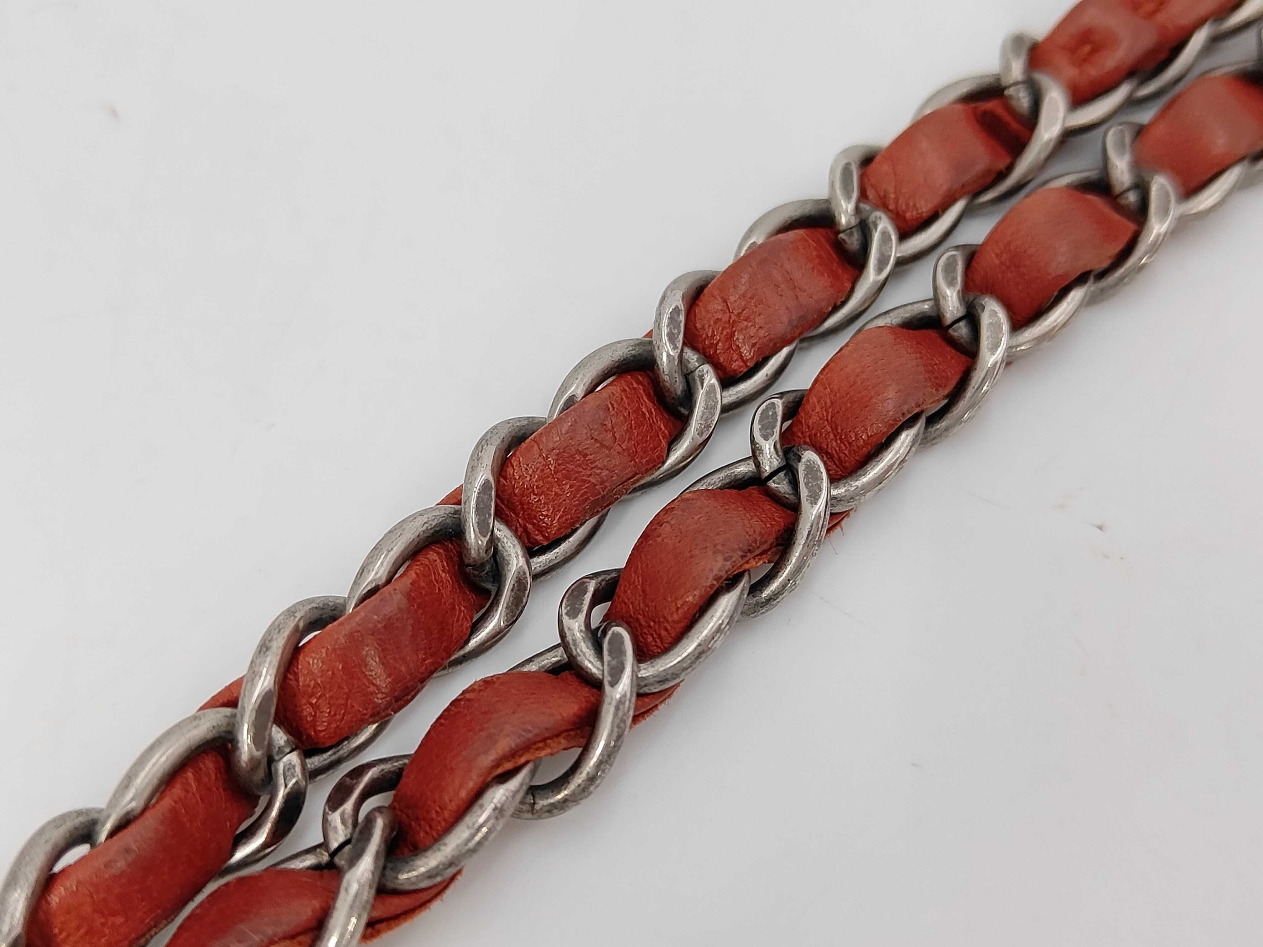 Lambskin Quilted Chain Shoulder Bag, Orange — view 6