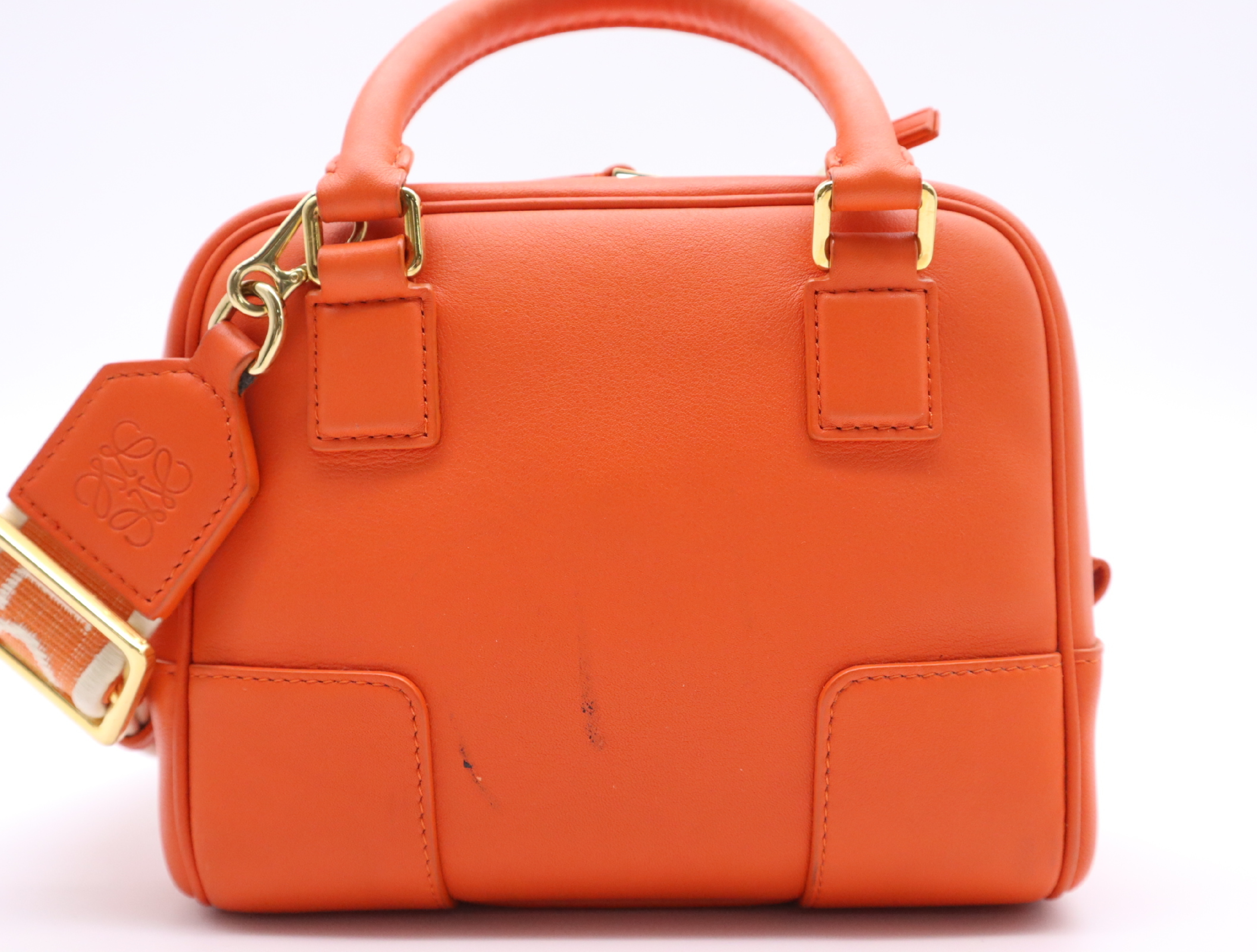 Leather Amazona 16 Square Handbag, Orange, with Shoulder Strap, Dust Bag x2, Padlock, and Keys x2 (Shoulder Bag) — view 2