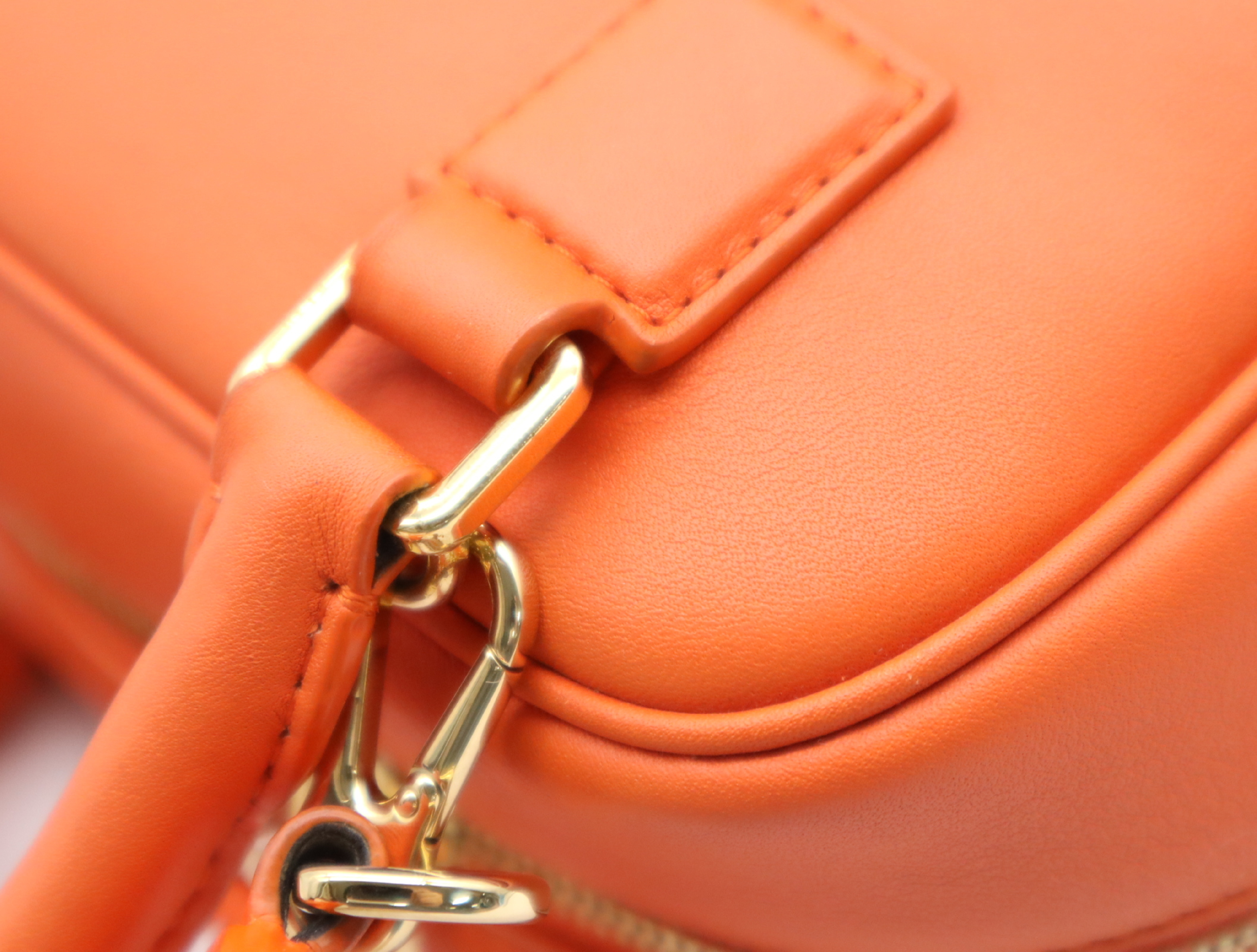 Leather Amazona 16 Square Handbag, Orange, with Shoulder Strap, Dust Bag x2, Padlock, and Keys x2 (Shoulder Bag) — view 9