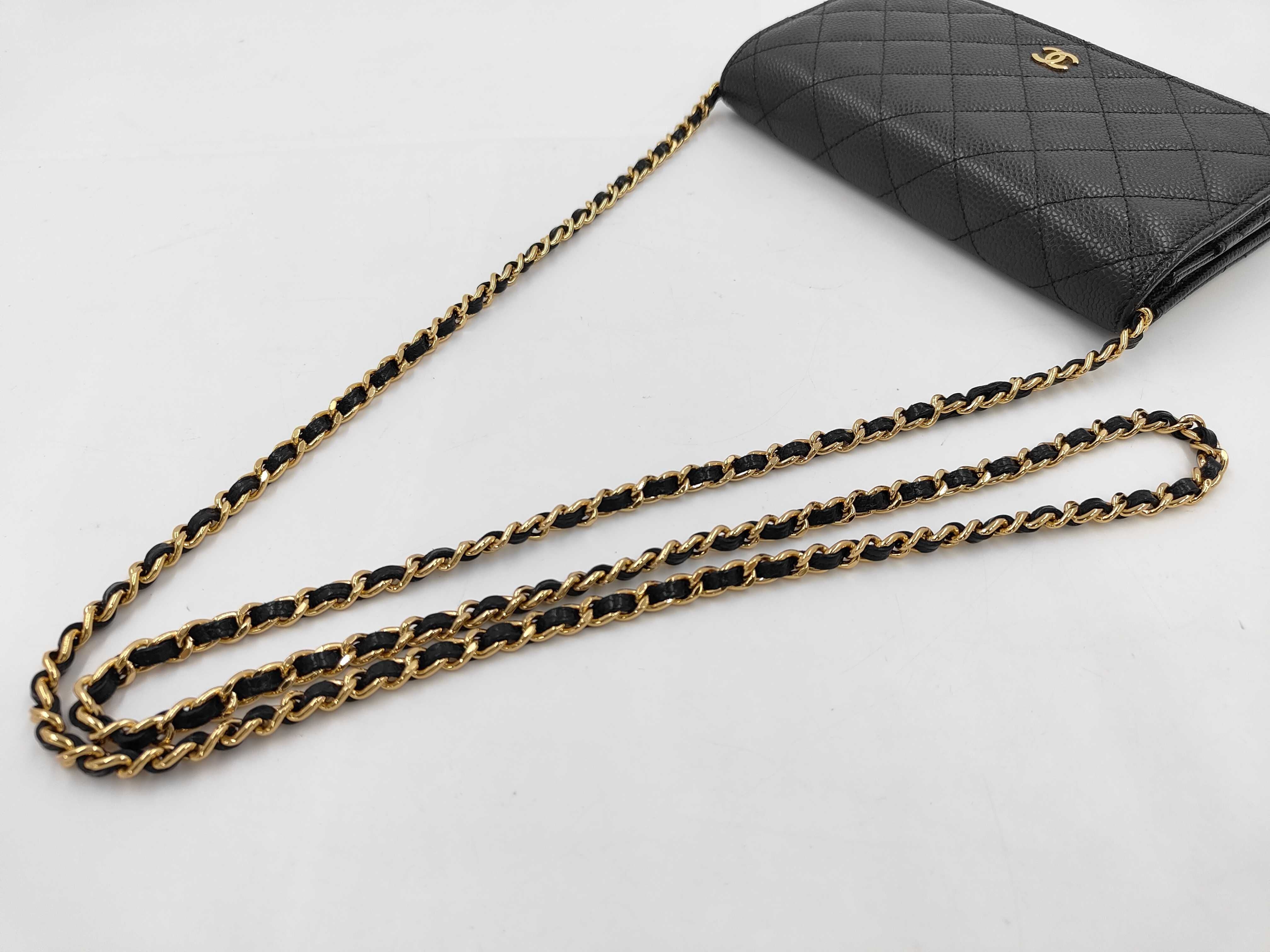 Chain wallet caviar skin shoulder bag — view 3
