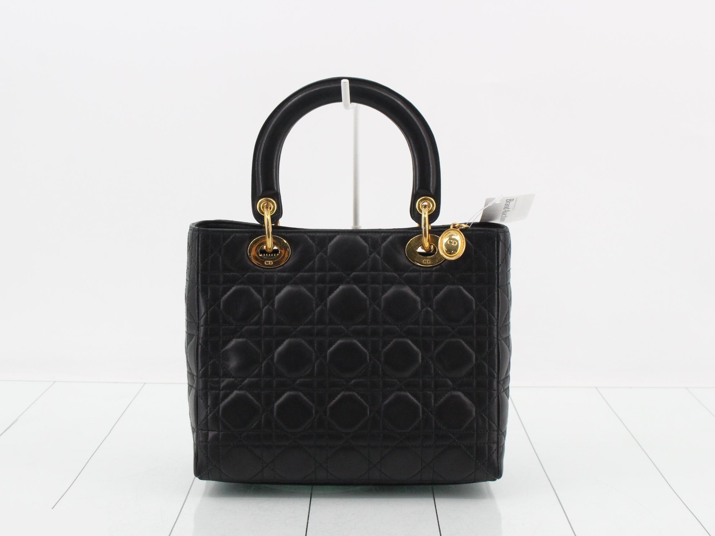 Lady Dior Cannage 2-Way Black Leather Shoulder Handbag — view 2