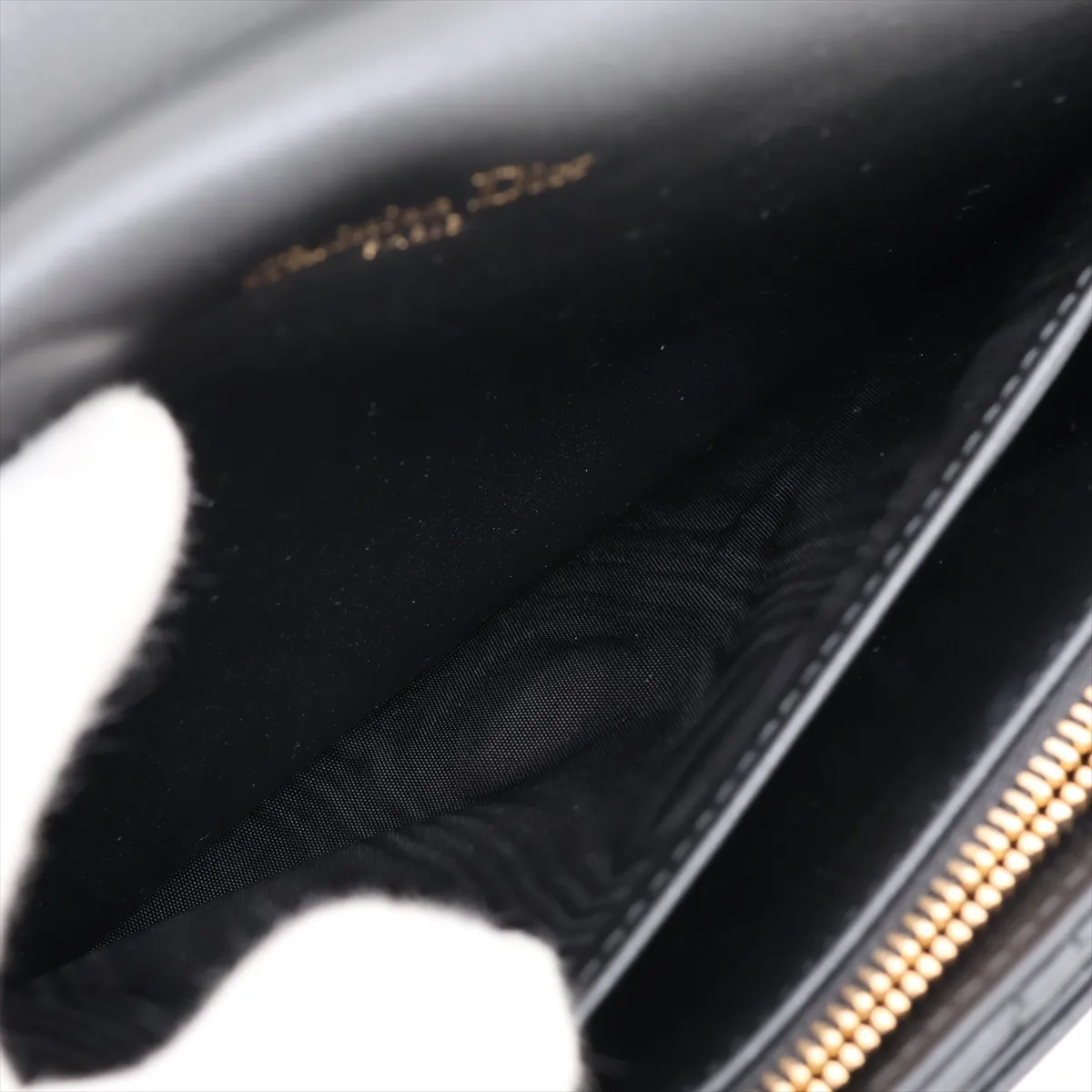 Cannage Daily Chain Pouch Leather Chain Wallet Black — view 7