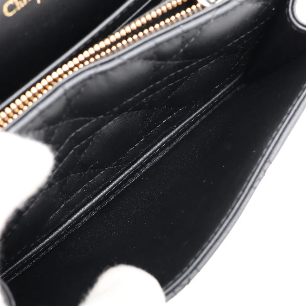 Cannage Daily Chain Pouch Leather Chain Wallet Black — view 8