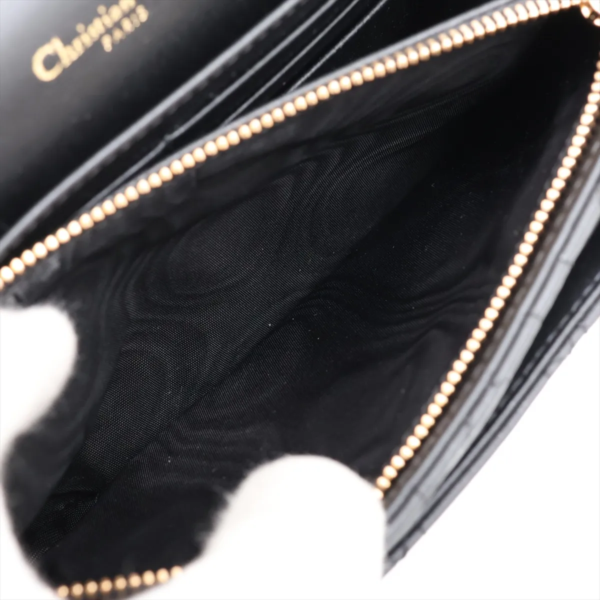 Cannage Daily Chain Pouch Leather Chain Wallet Black — view 9