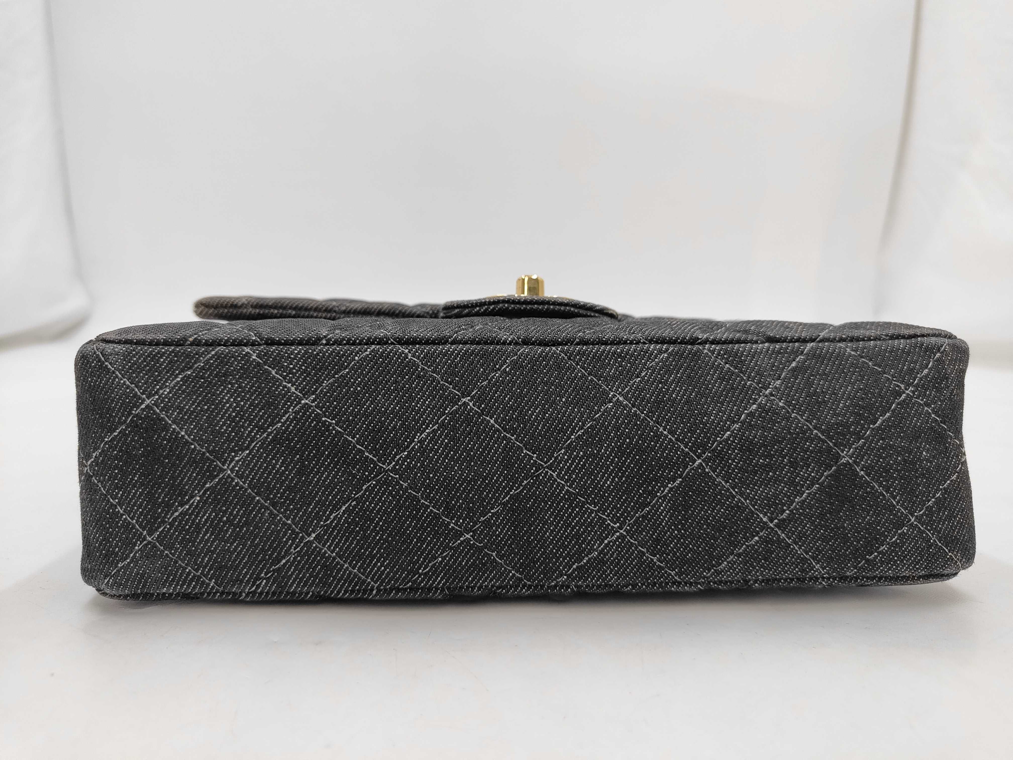 Double Flap Denim Black Shoulder Bag #5 — view 3