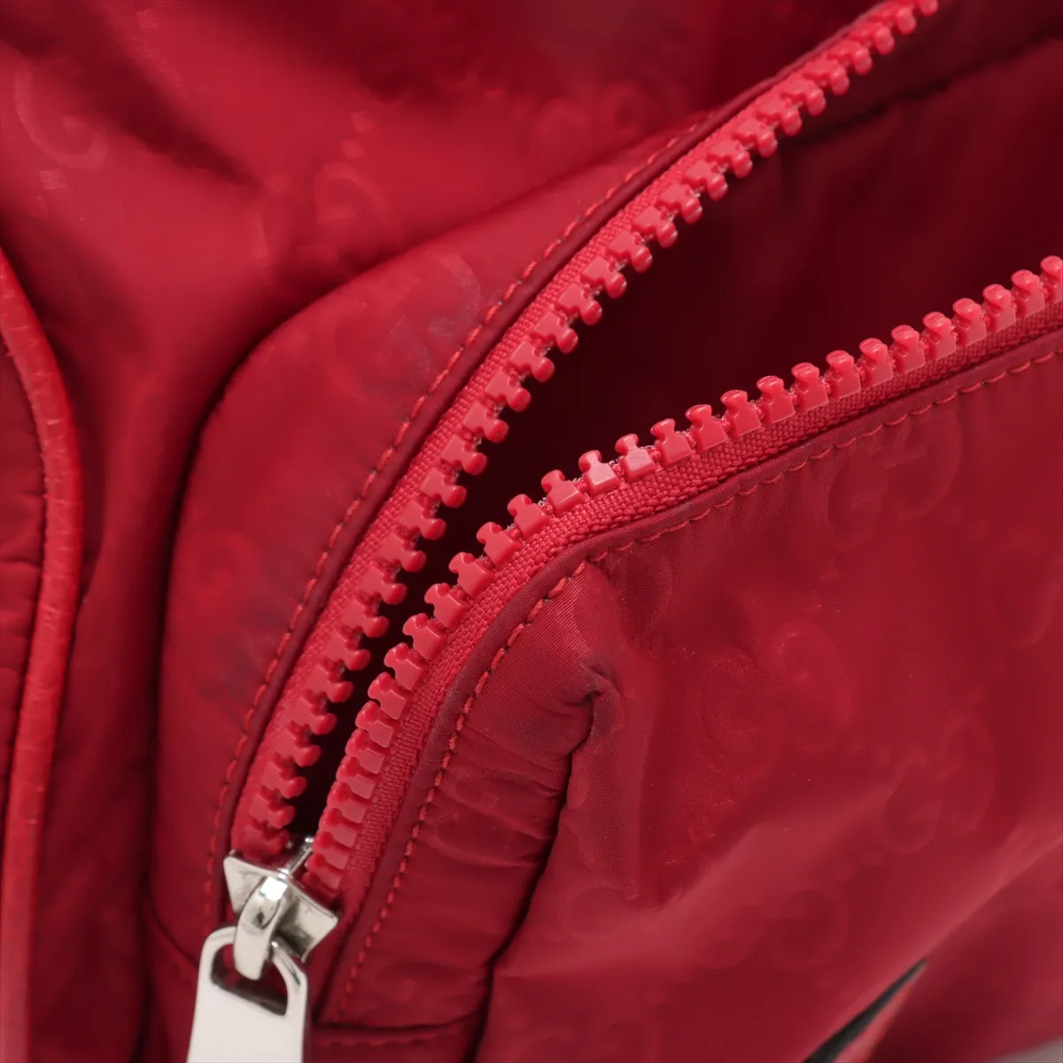 GG Nylon x Leather Shoulder Bag Red 510335 Outlet — view 12