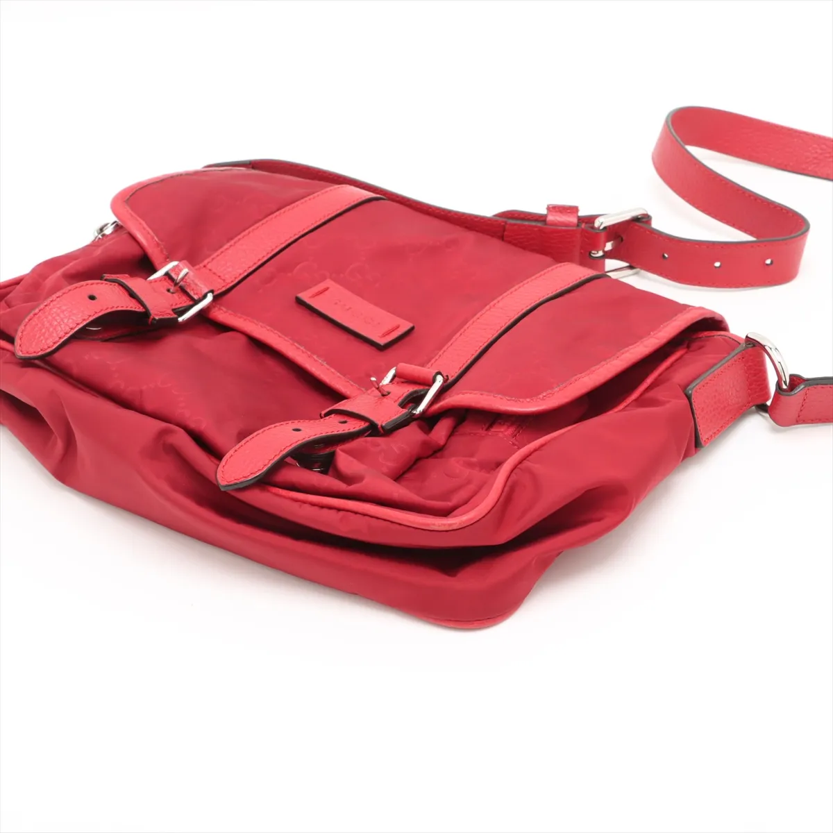 GG Nylon x Leather Shoulder Bag Red 510335 Outlet — view 3