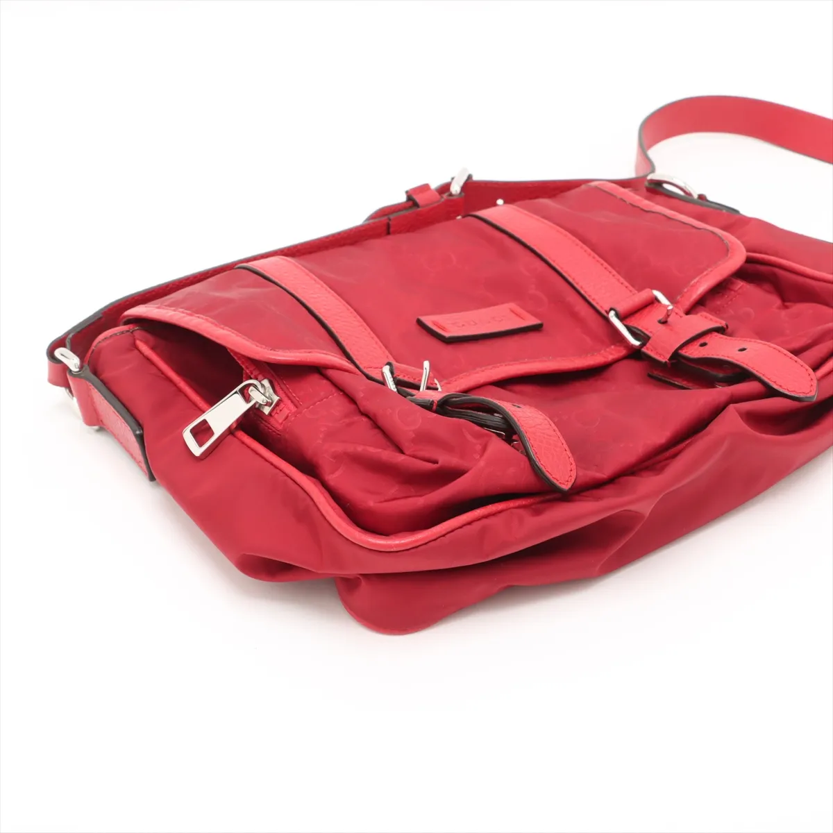 GG Nylon x Leather Shoulder Bag Red 510335 Outlet — view 4