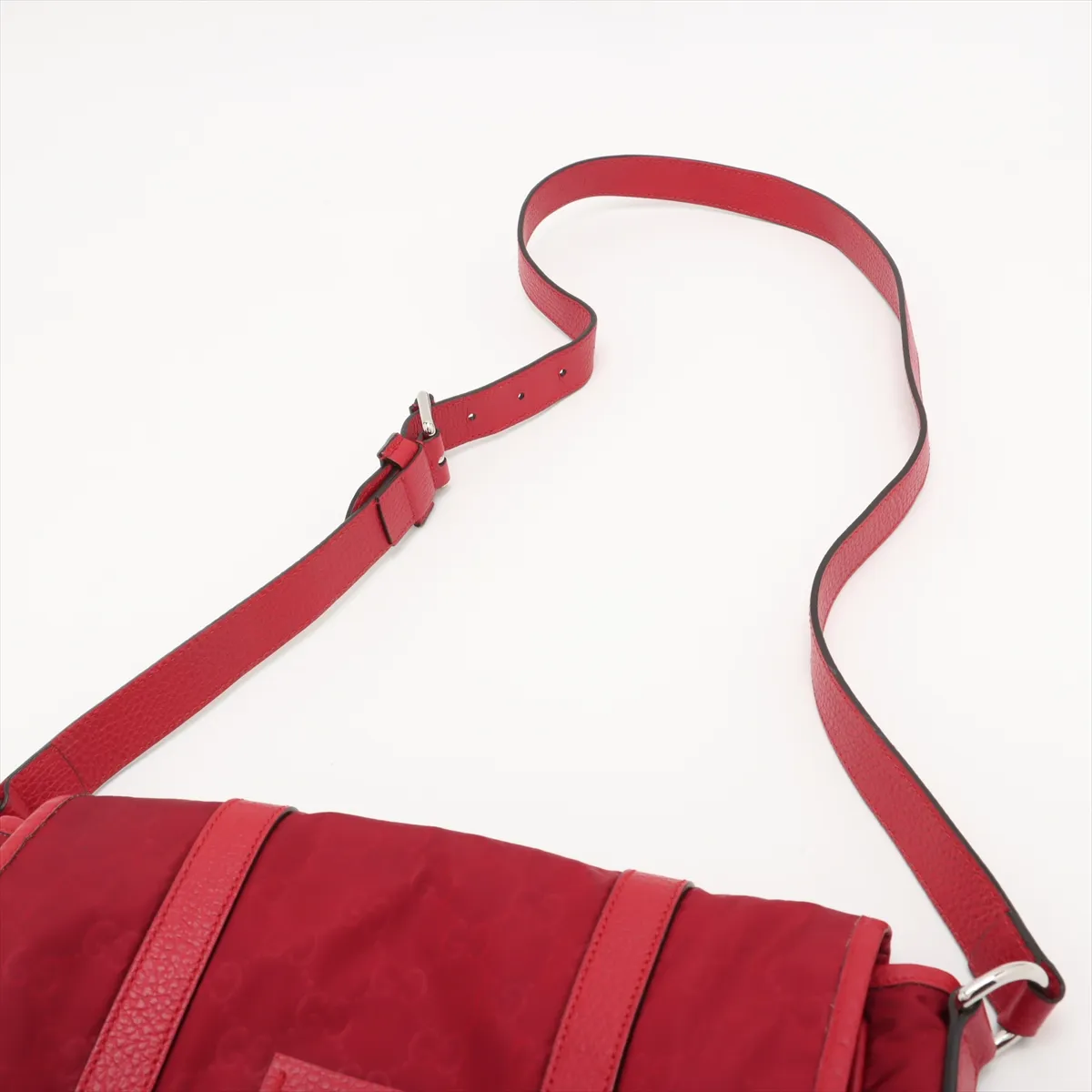 GG Nylon x Leather Shoulder Bag Red 510335 Outlet — view 5