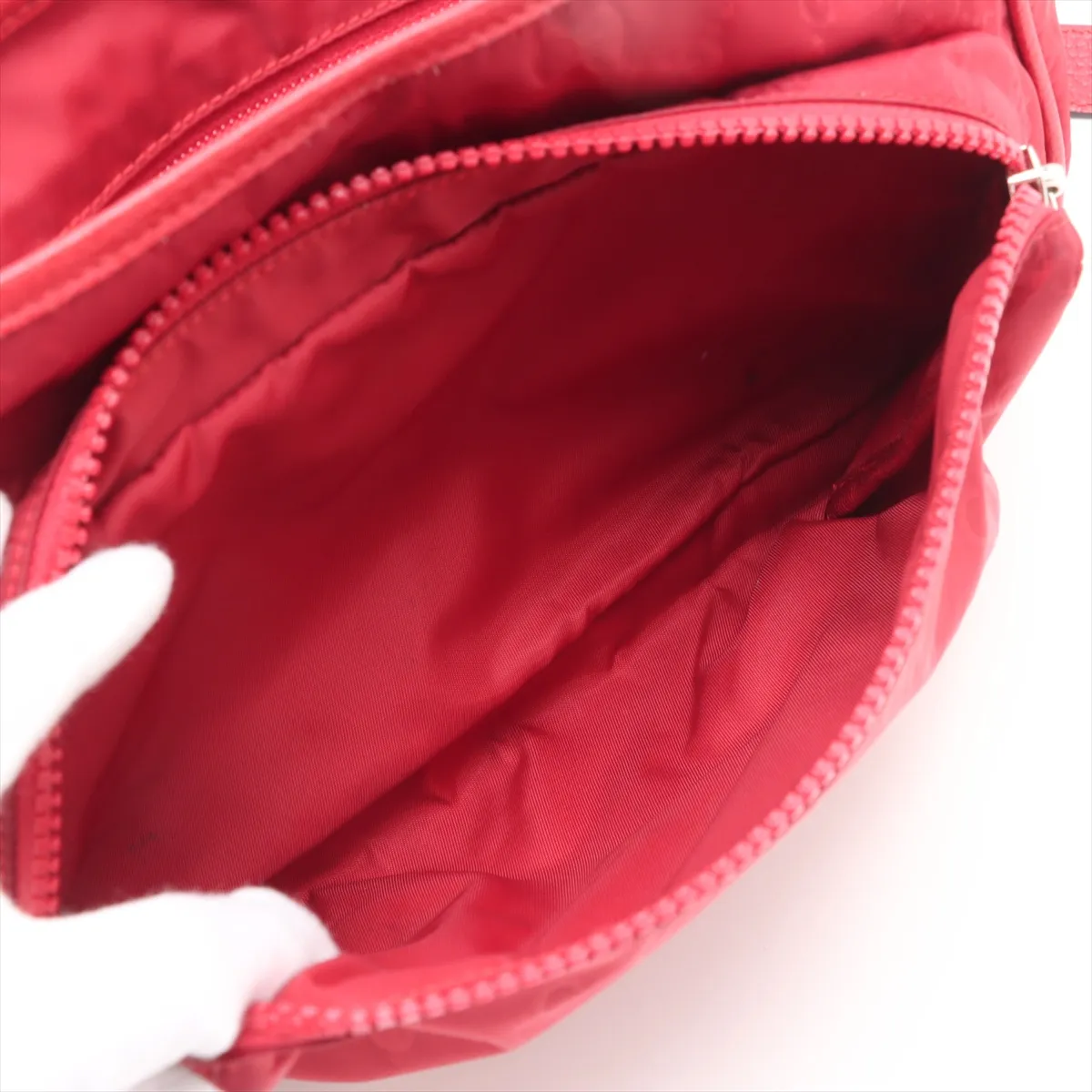 GG Nylon x Leather Shoulder Bag Red 510335 Outlet — view 8