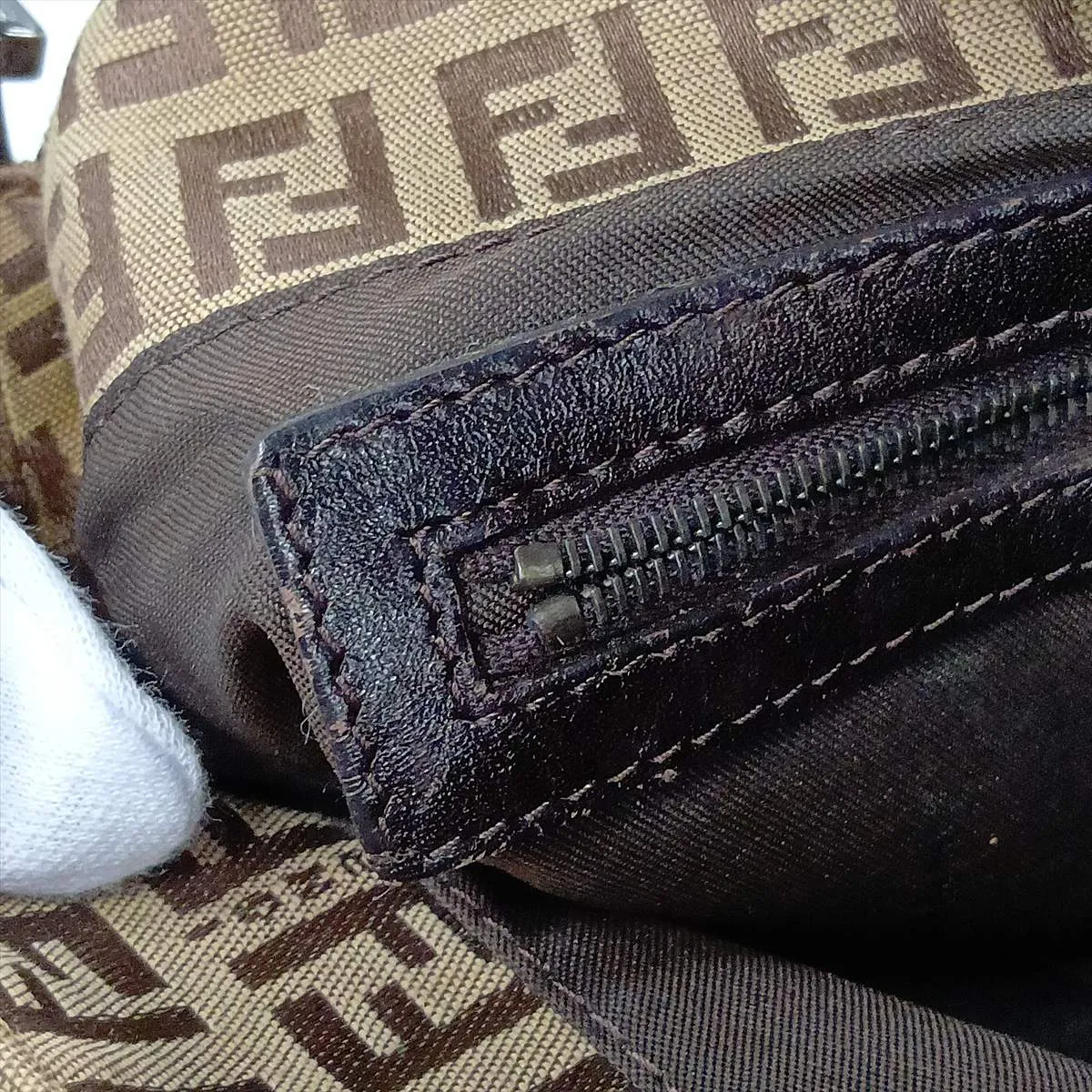 Zucchino Mamma Bucket 8BR001 Canvas x Leather Shoulder Bag Brown — view 11