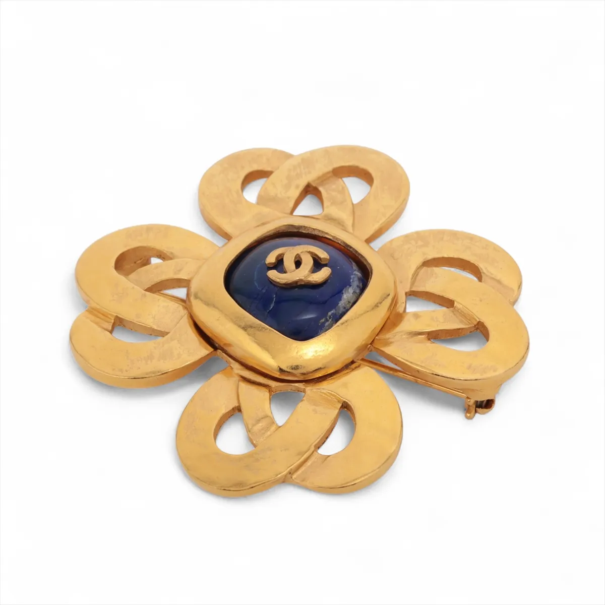 Coco Mark 97P Brooch, GP Gold x Blue. Shows