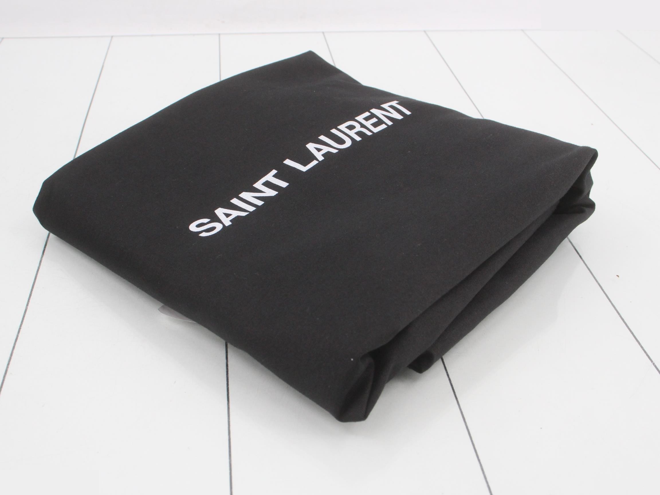 Wide puffer tote bag, YSL logo, black — view 7