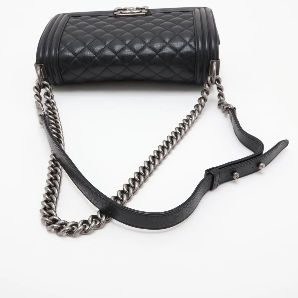 Boy Chanel 25 Caviar Skin Chain Shoulder Bag, Black with Gunmetal Hardware, NHTGKGA0, Random Plate, A67086 — view 5