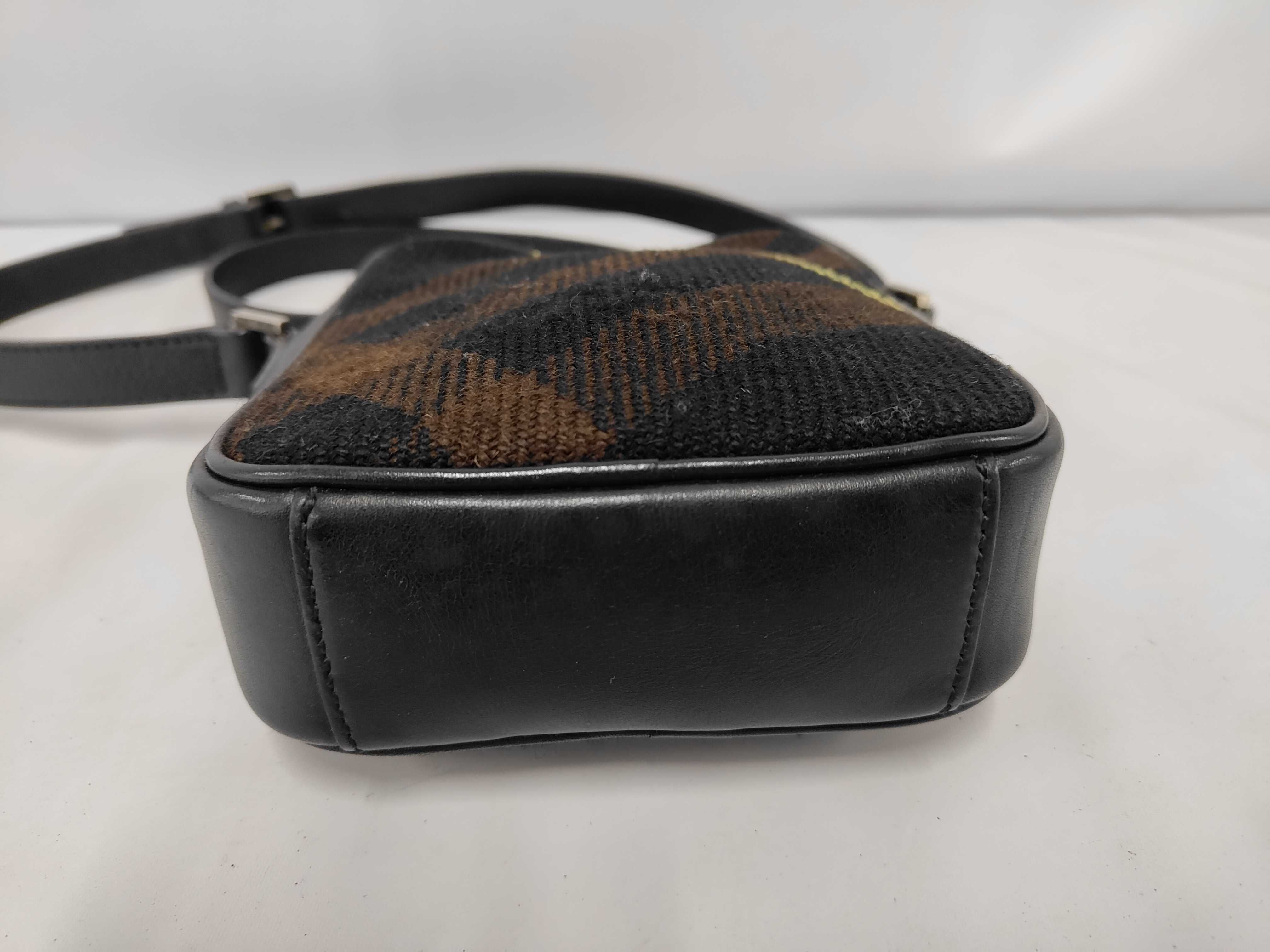 Check Leather Canvas Shoulder Bag — view 3