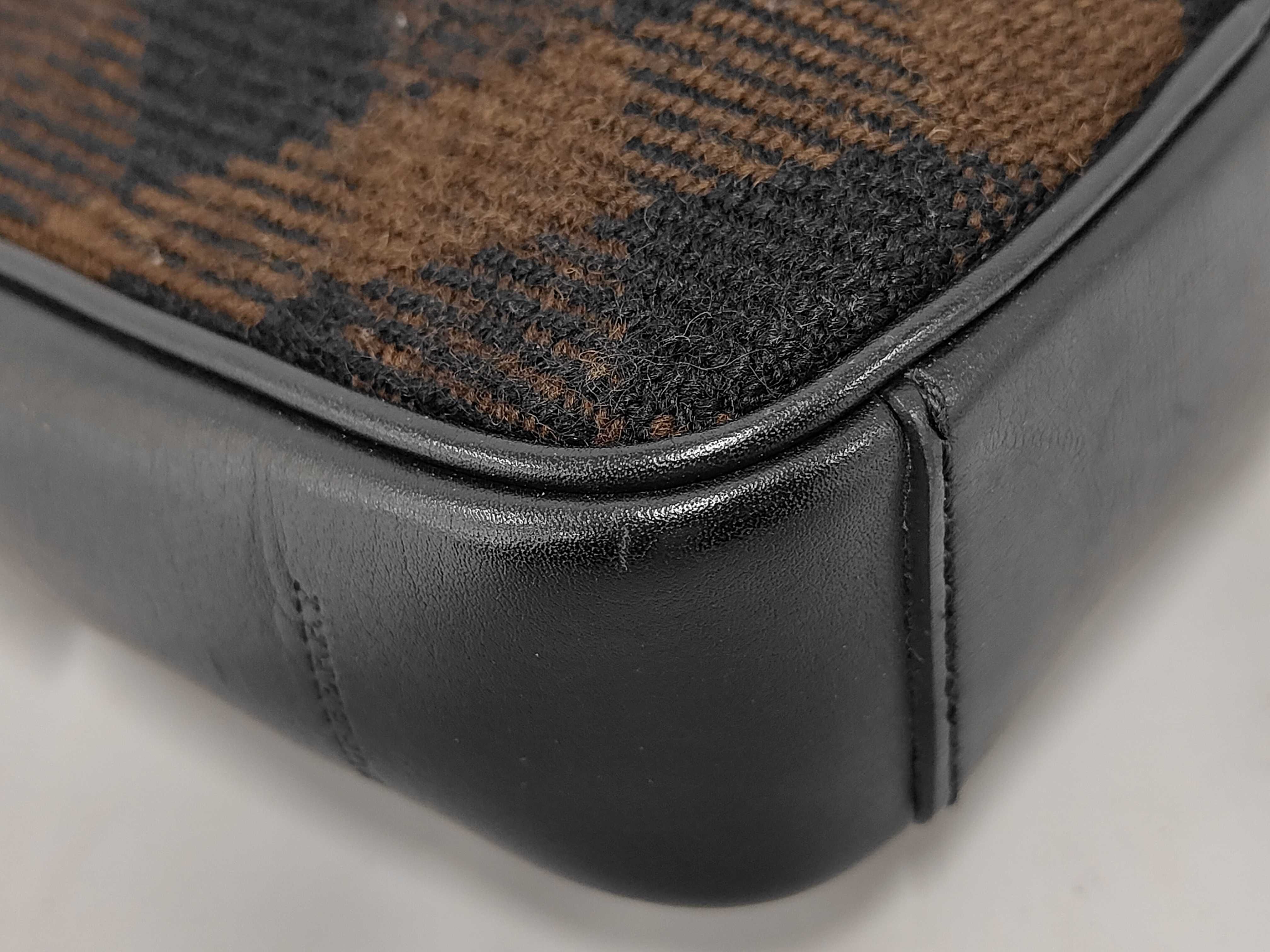 Check Leather Canvas Shoulder Bag — view 4
