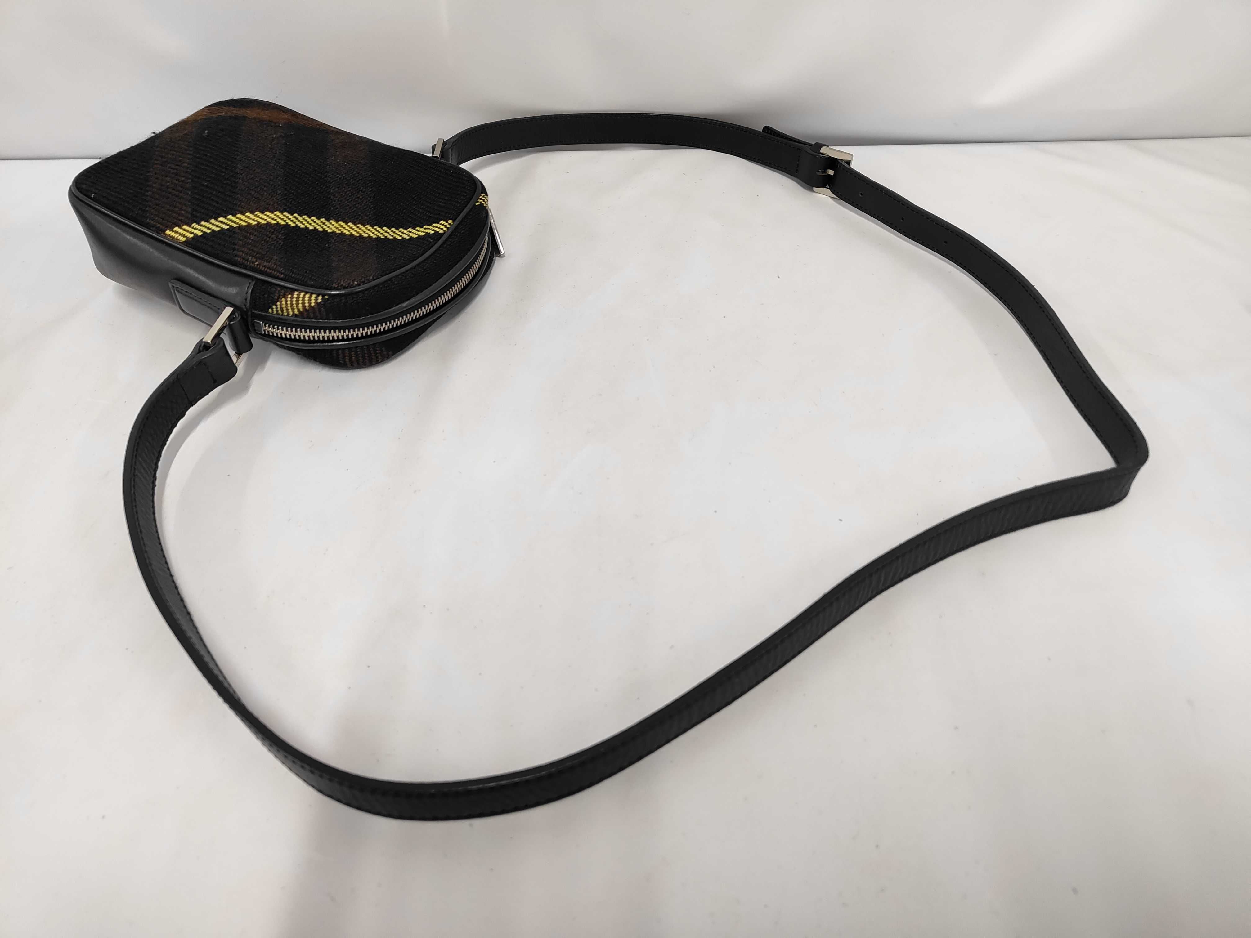 Check Leather Canvas Shoulder Bag — view 5