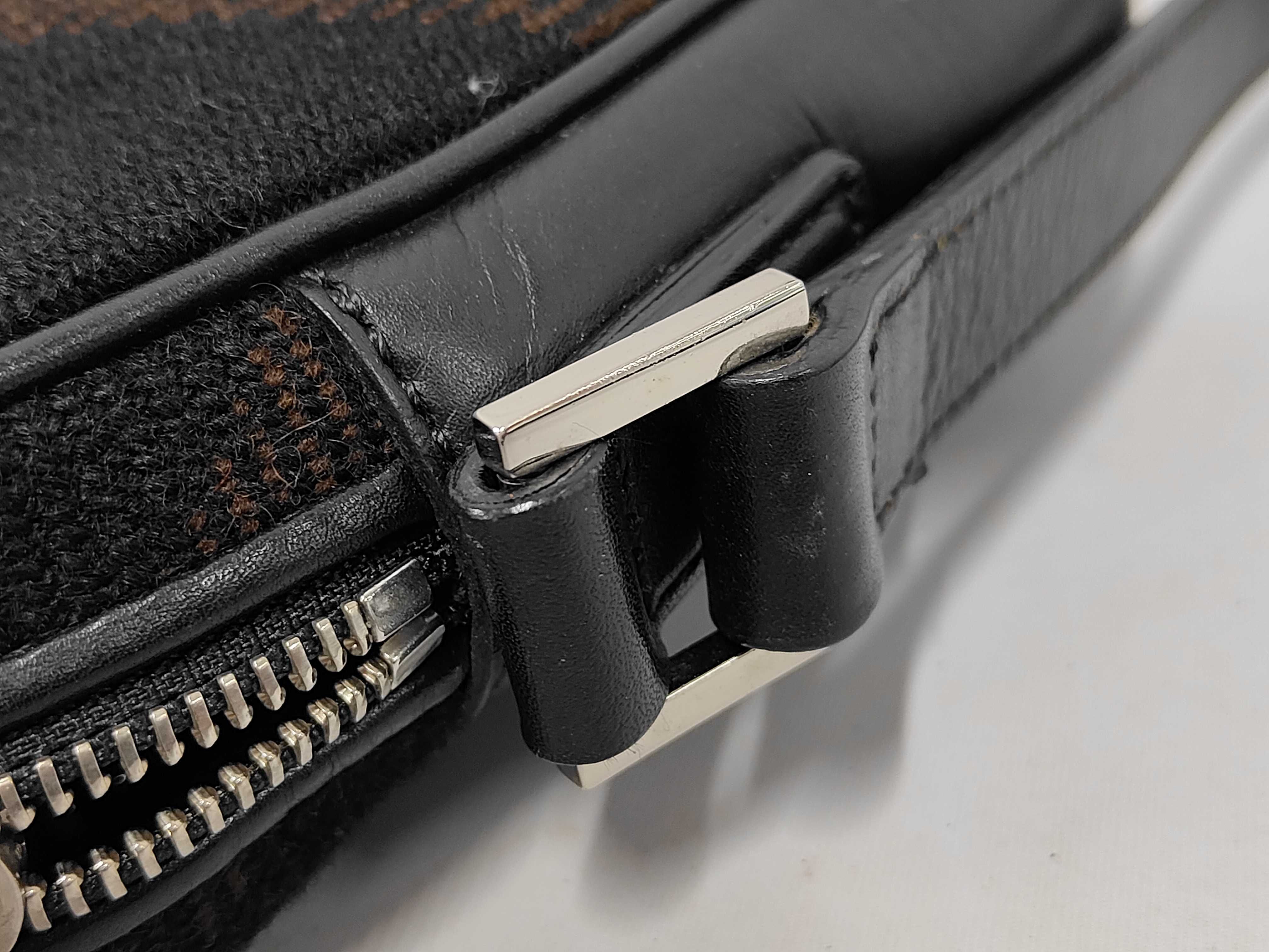 Check Leather Canvas Shoulder Bag — view 7