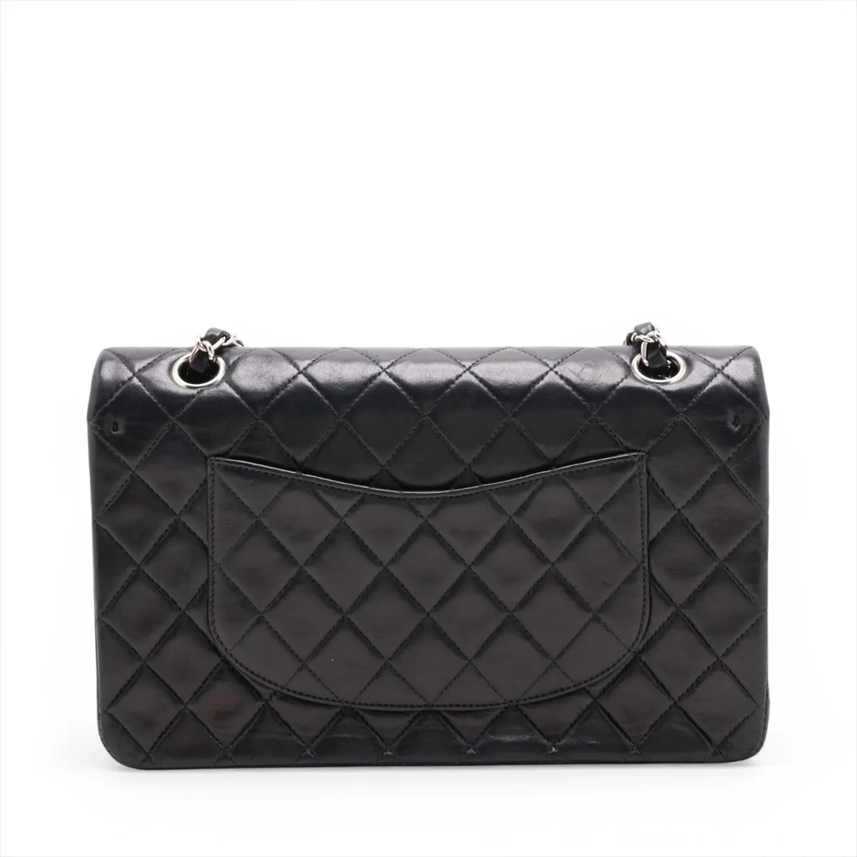 Matelassé 25 Lambskin Double Flap Double Chain Bag, Black with Silver Hardware, 6732195, Series 6, A01112 — view 2