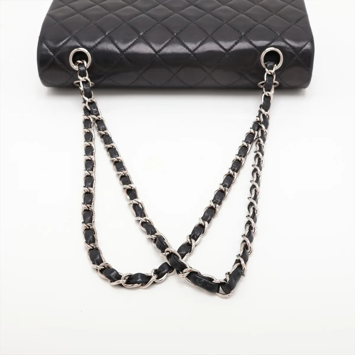 Matelassé 25 Lambskin Double Flap Double Chain Bag, Black with Silver Hardware, 6732195, Series 6, A01112 — view 5