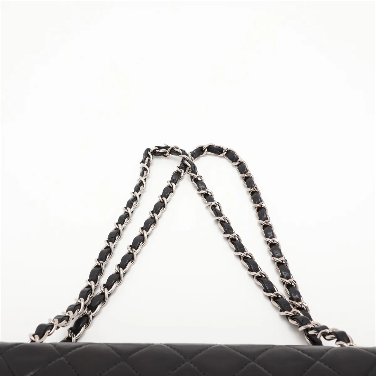 Matelassé 25 Lambskin Double Flap Double Chain Bag, Black with Silver Hardware, 6732195, Series 6, A01112 — view 6