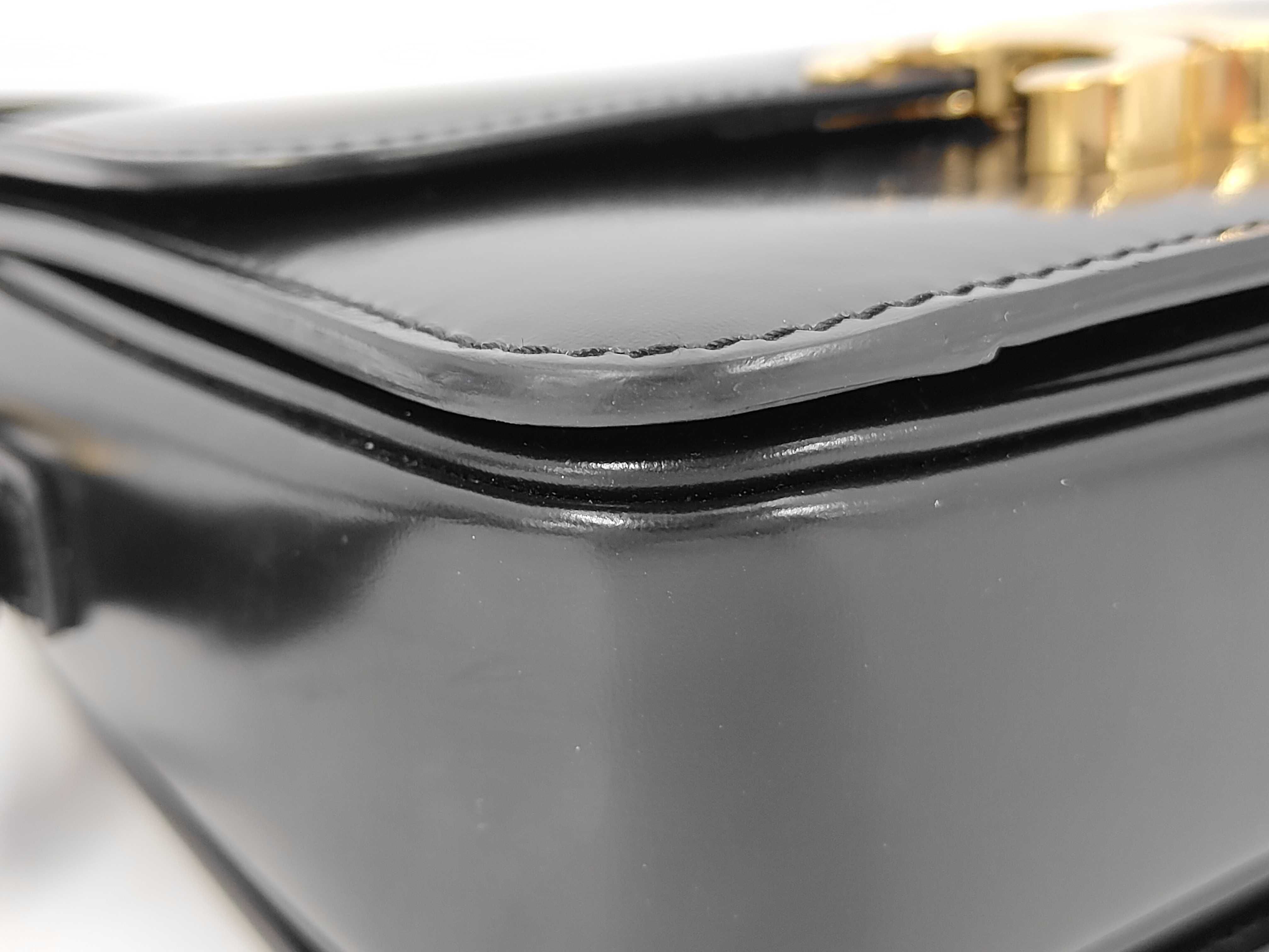 Triomphe Calf Leather Shoulder Bag, Black with Gold Hardware — view 6