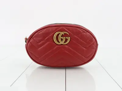 GG Marmont quilted leather red belt waist bag