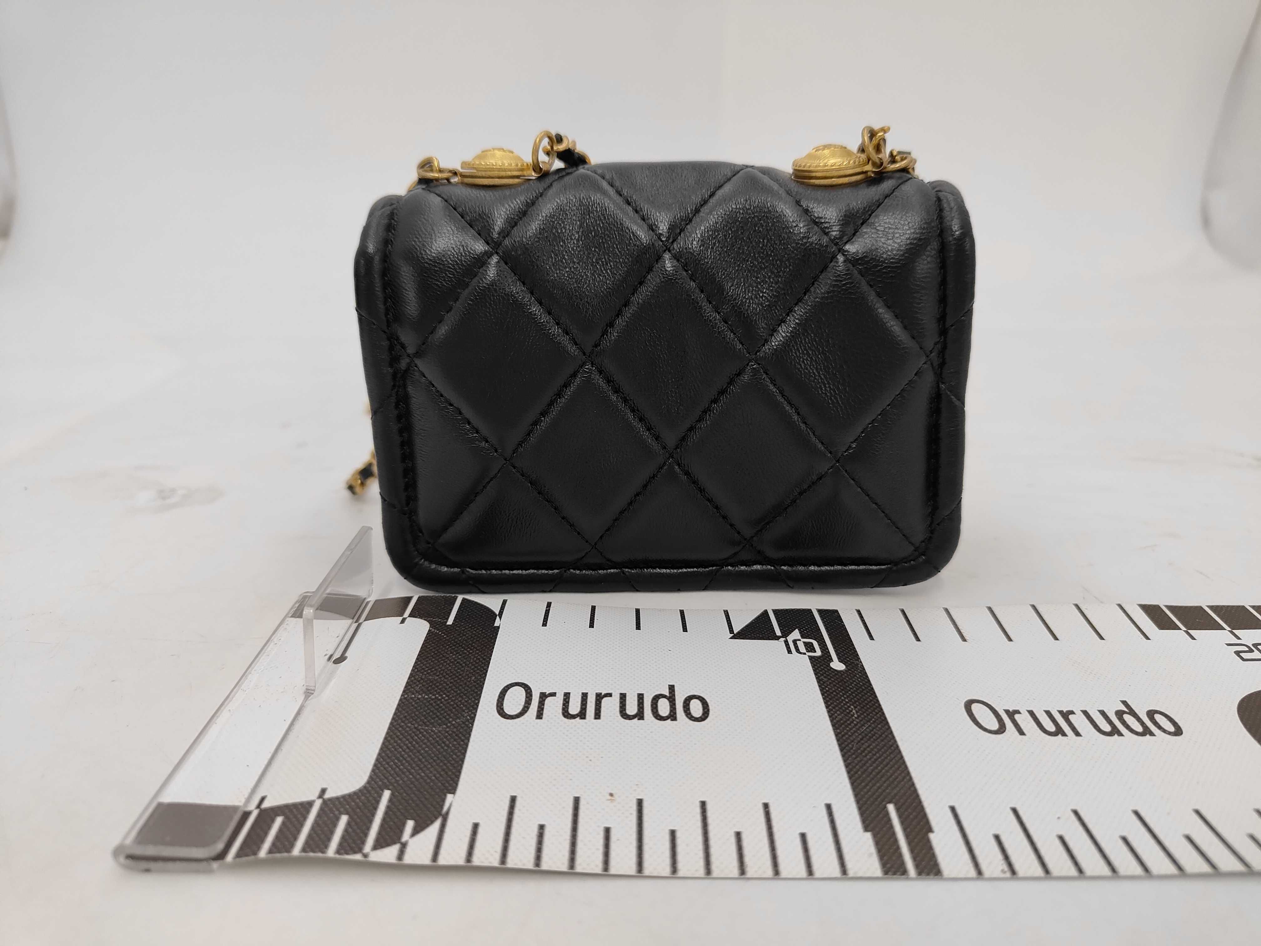 Mini Matelassé Chain Shoulder Bag, Black x White Bicolor, Lambskin, Gold Hardware, A92210 Bag — view 2