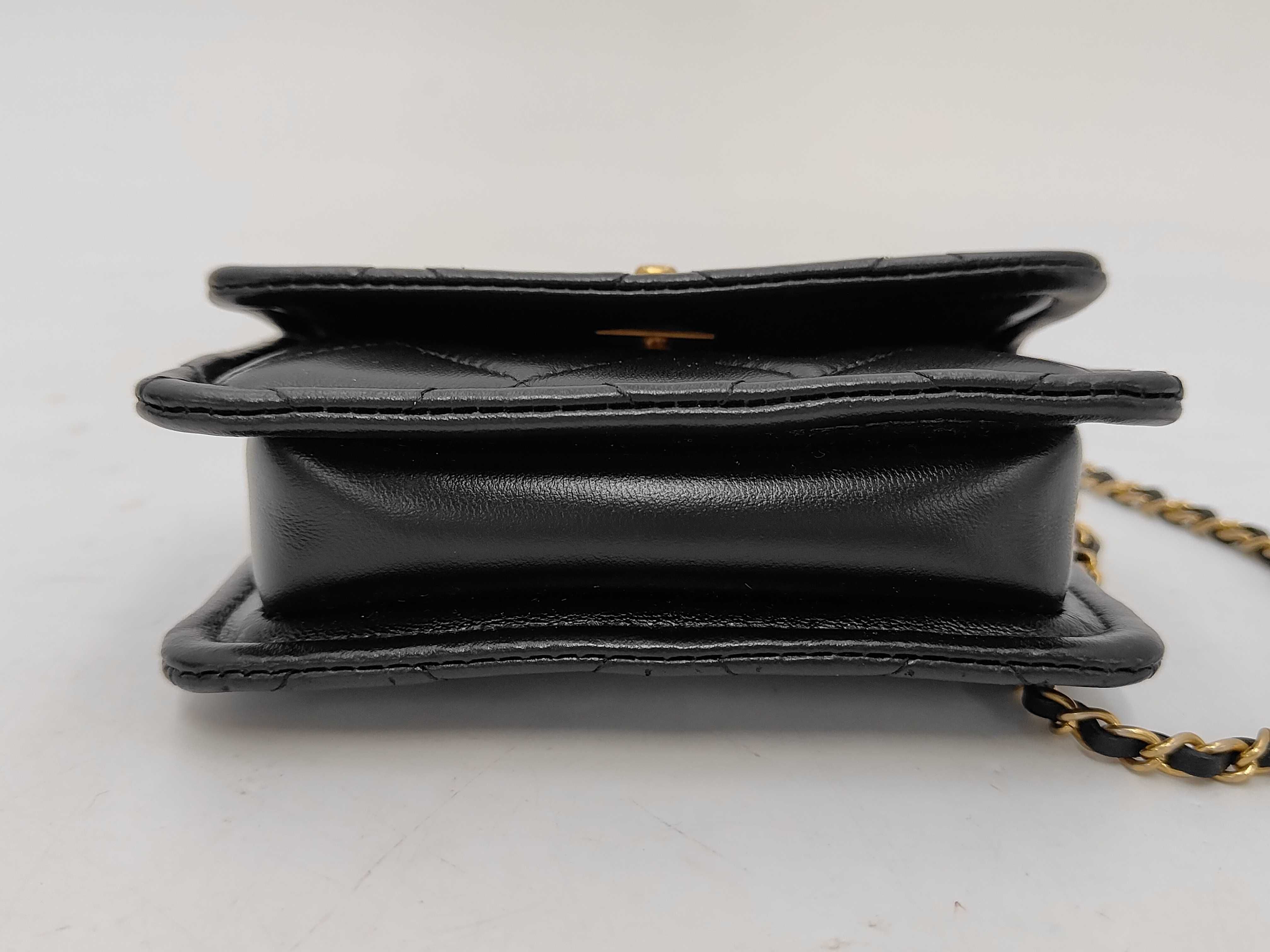 Mini Matelassé Chain Shoulder Bag, Black x White Bicolor, Lambskin, Gold Hardware, A92210 Bag — view 6