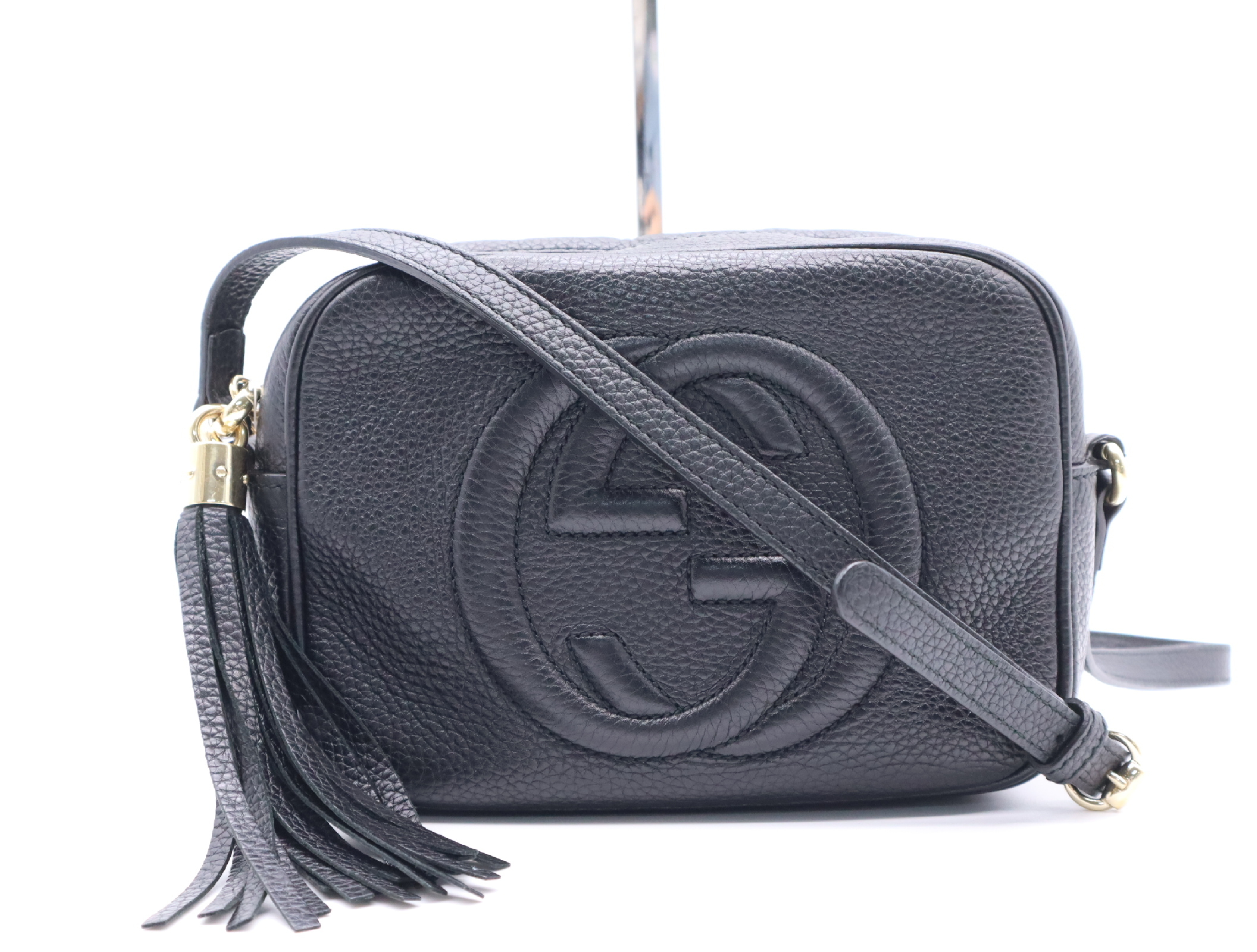 308364 Leather Soho Interlocking Disco Bag Black Shoulder Bag