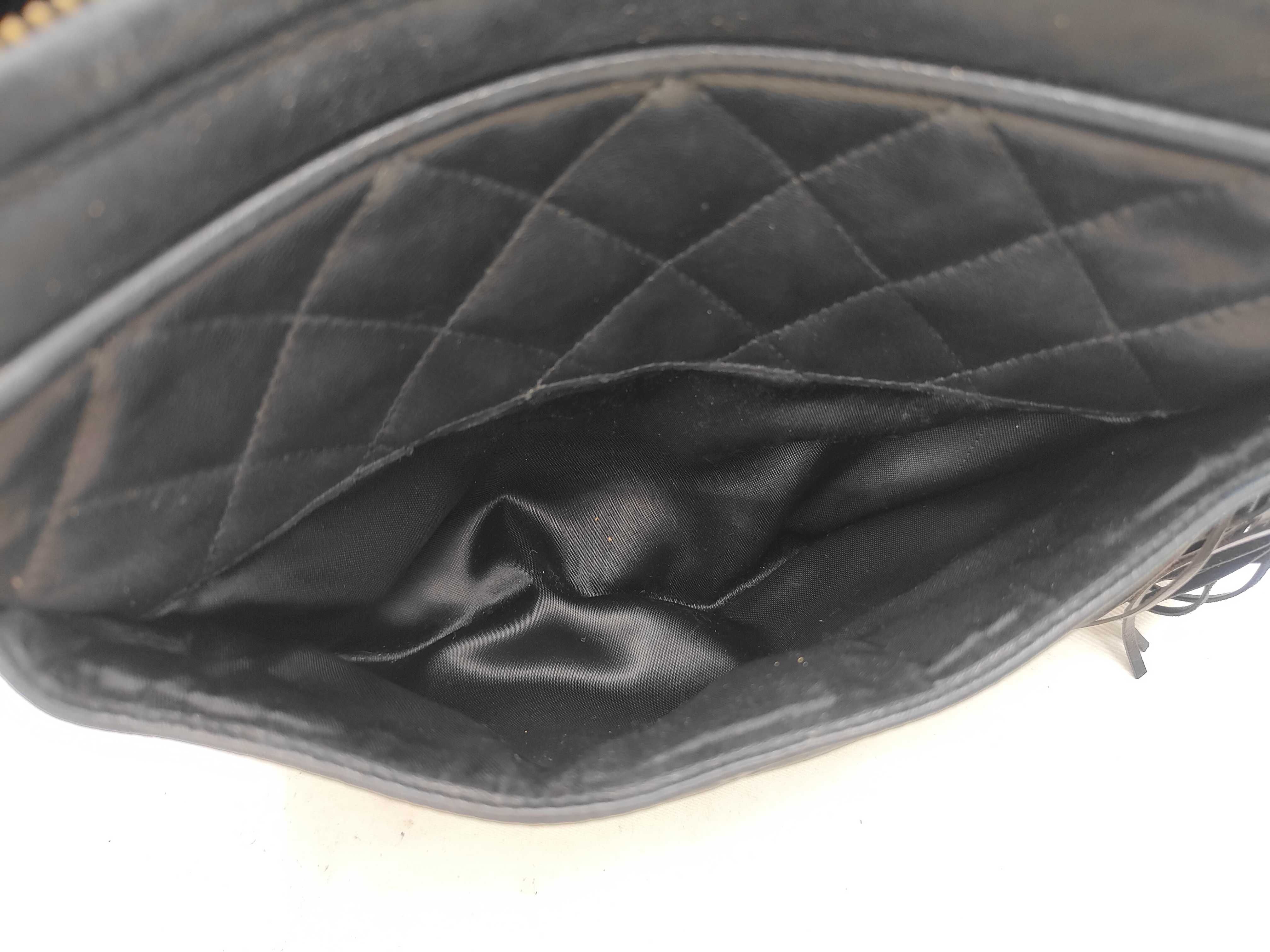 Lambskin Fringe Black Shoulder Bag — view 9