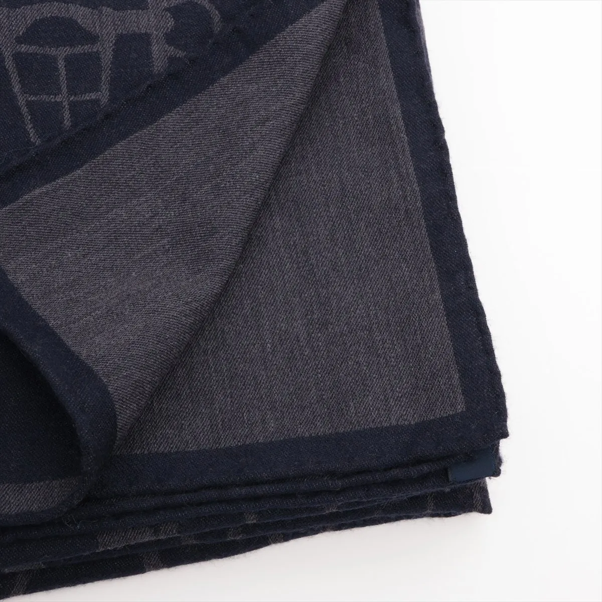 wool stole, navy, — view 2