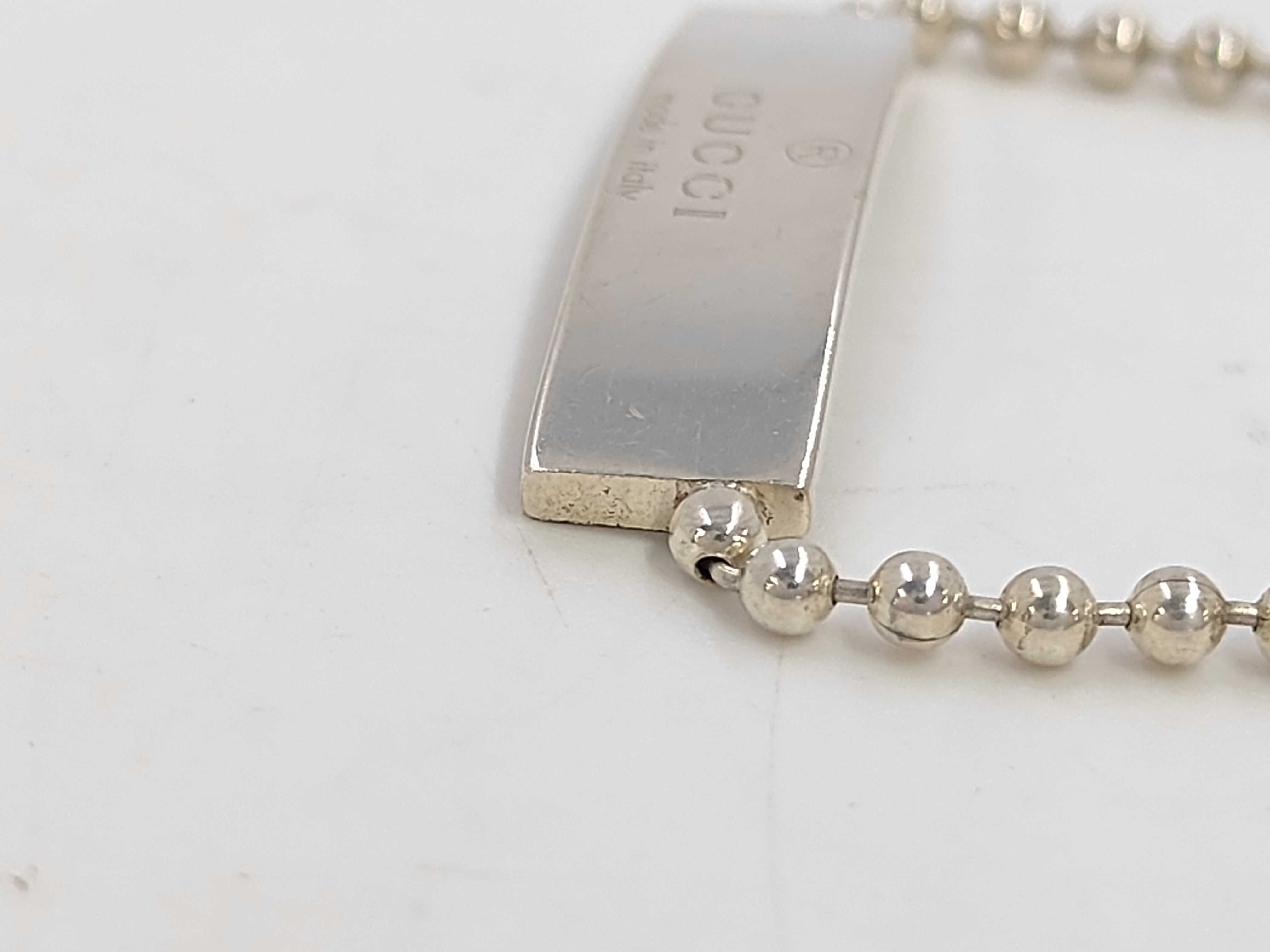 necklace, plate design, ball chain, 925 sterling silver, 11.5g. — view 3