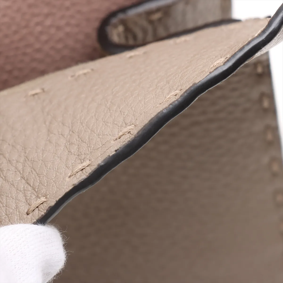 Selleria Peekaboo Isee You Medium Leather 2WAY Handbag Beige 8BN321 — view 13
