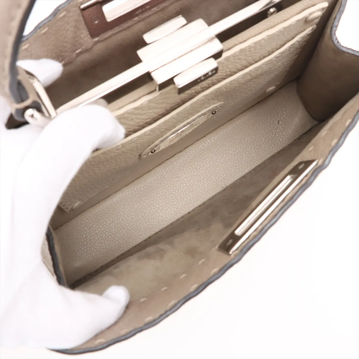 Selleria Peekaboo Isee You Medium Leather 2WAY Handbag Beige 8BN321 — view 8