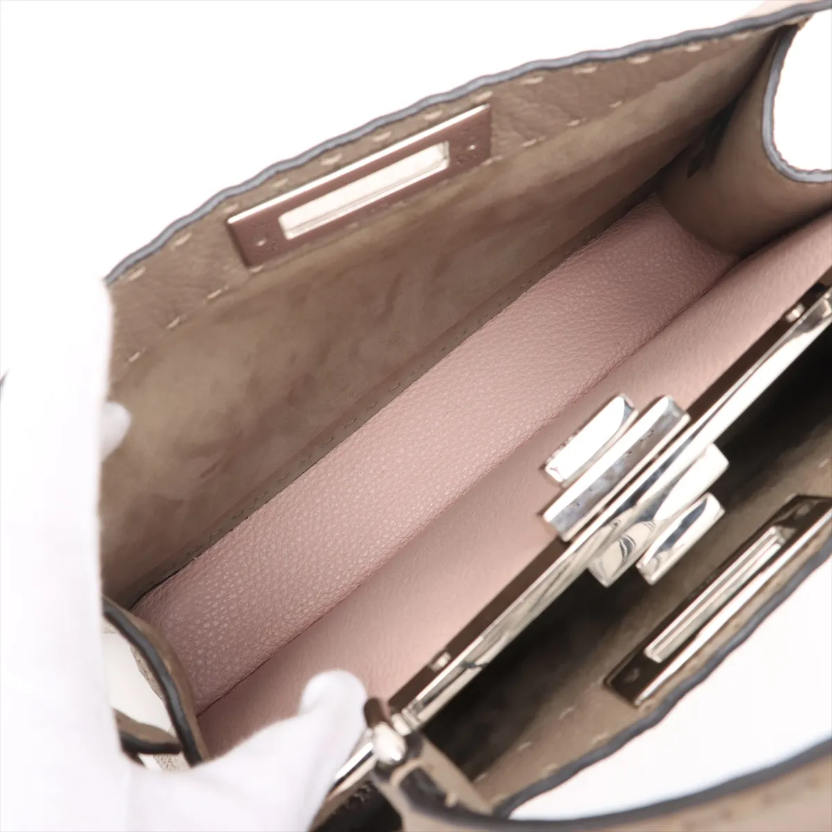 Selleria Peekaboo Isee You Medium Leather 2WAY Handbag Beige 8BN321 — view 9