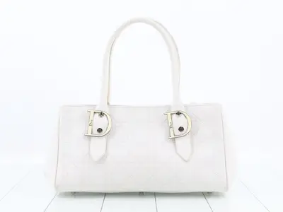 Leather Cannage handbag, white