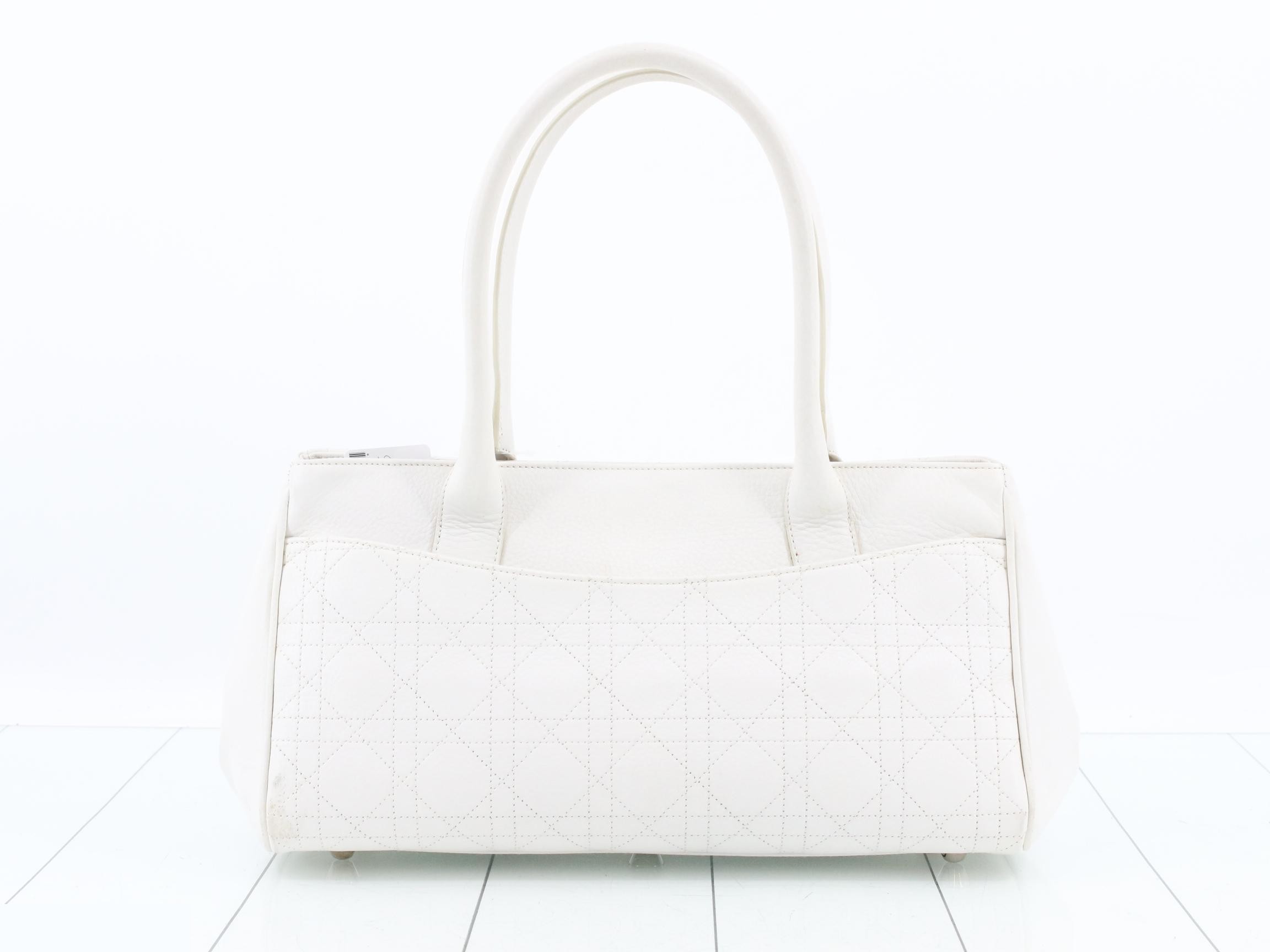 Leather Cannage handbag, white — view 2