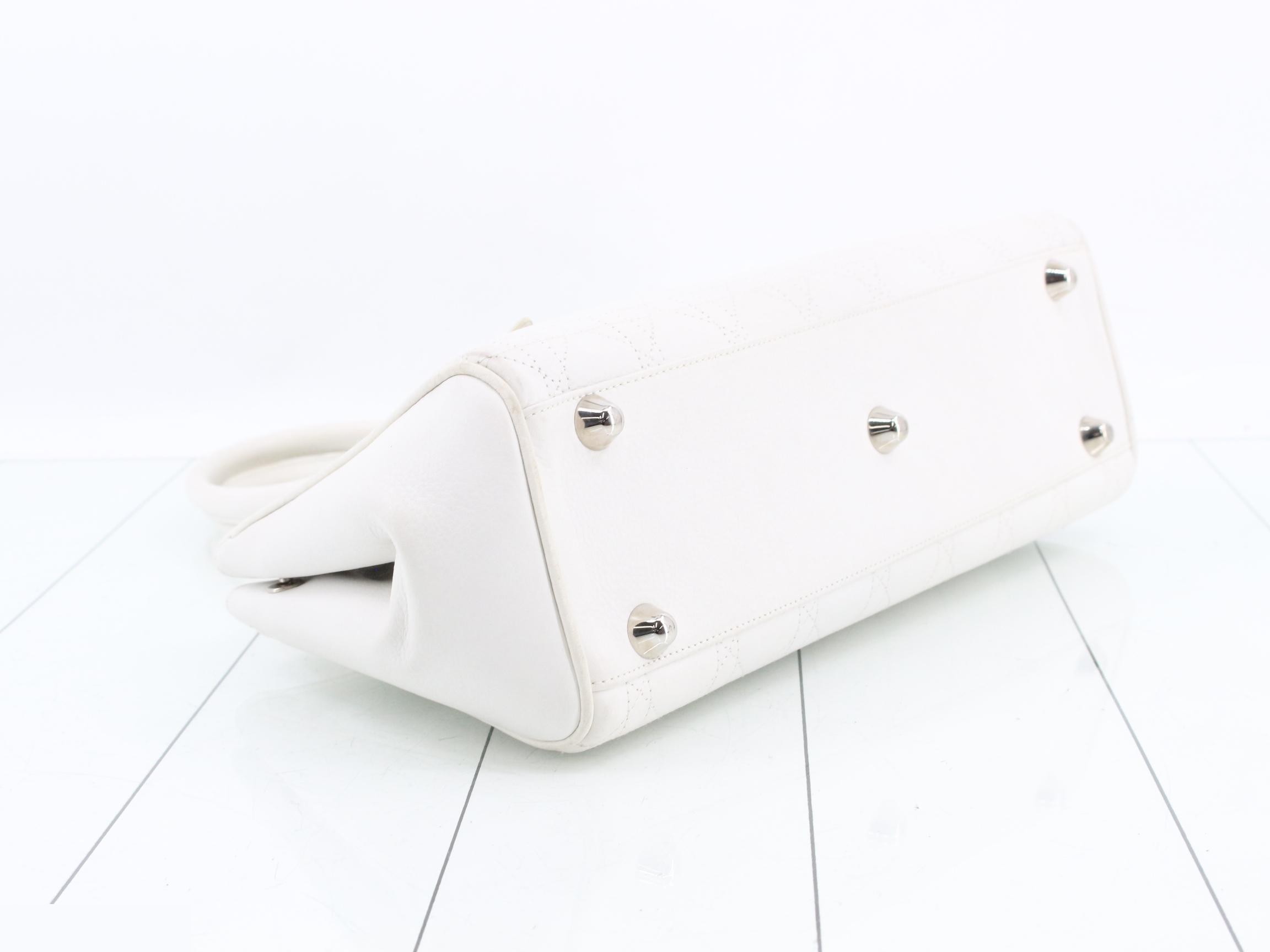 Leather Cannage handbag, white — view 5