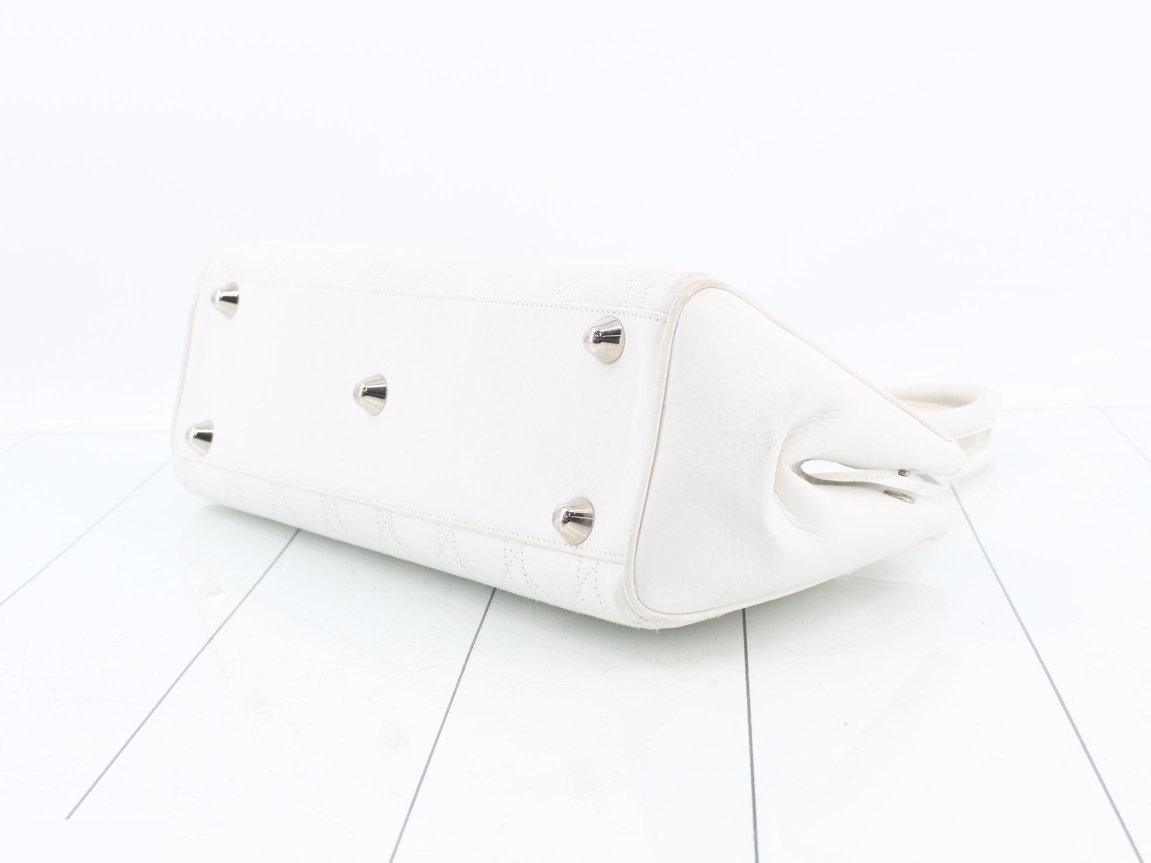 Leather Cannage handbag, white — view 6