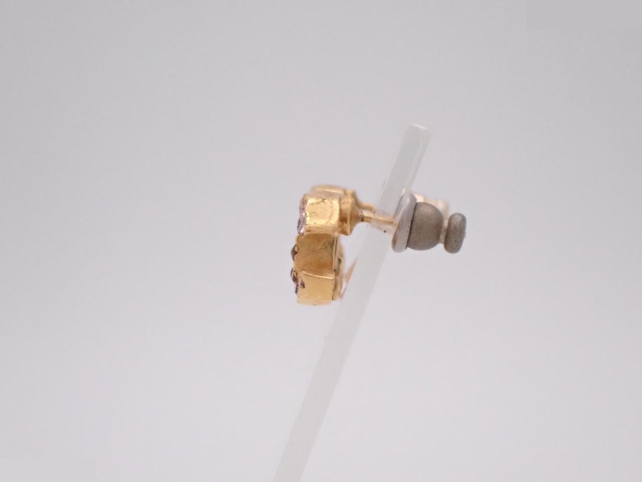 Coco Mark Earrings, Rhinestone, Gold — view 3