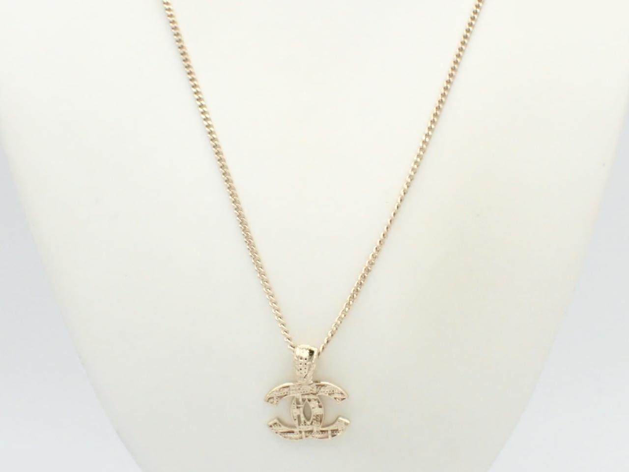 necklace, Coco Mark, tweed motif, gold, A14K — view 3