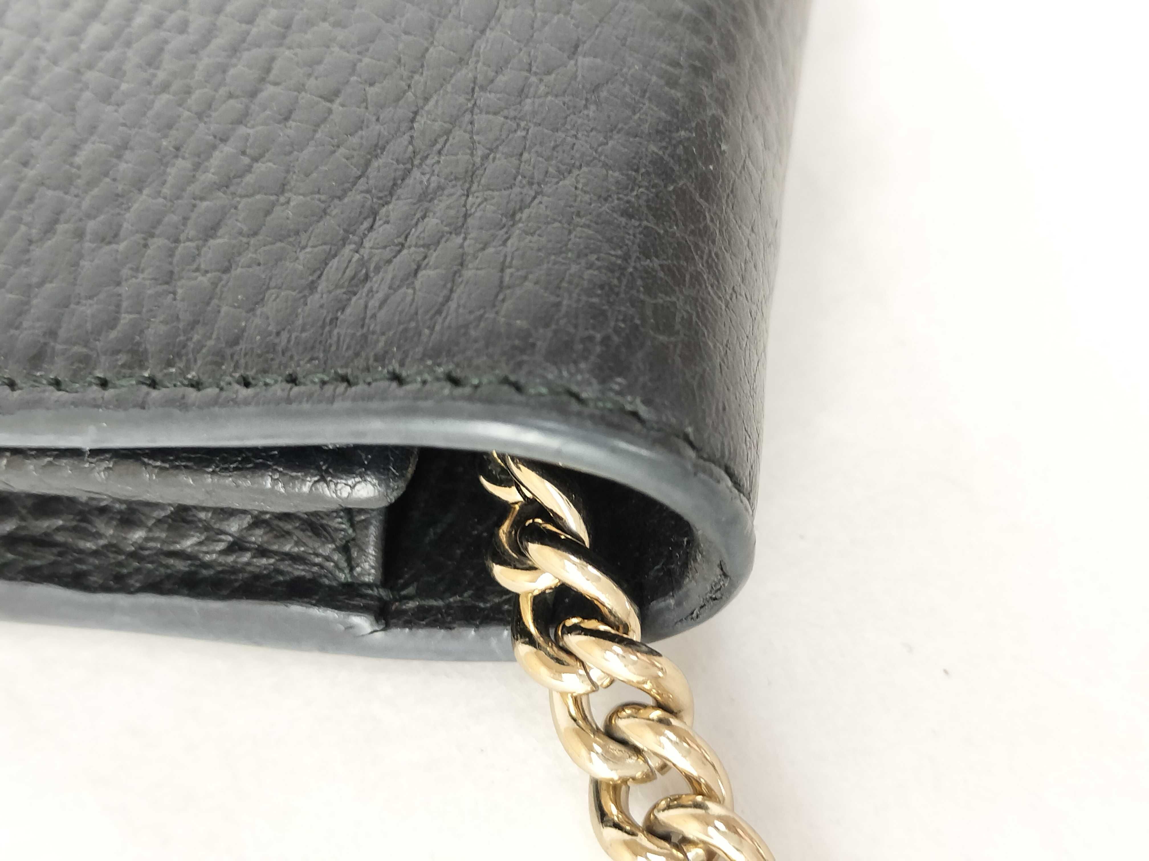 Black Chain Shoulder Bag with Gold Hardware GG Chain Wallet Interlocking Shoulder Bag — view 5