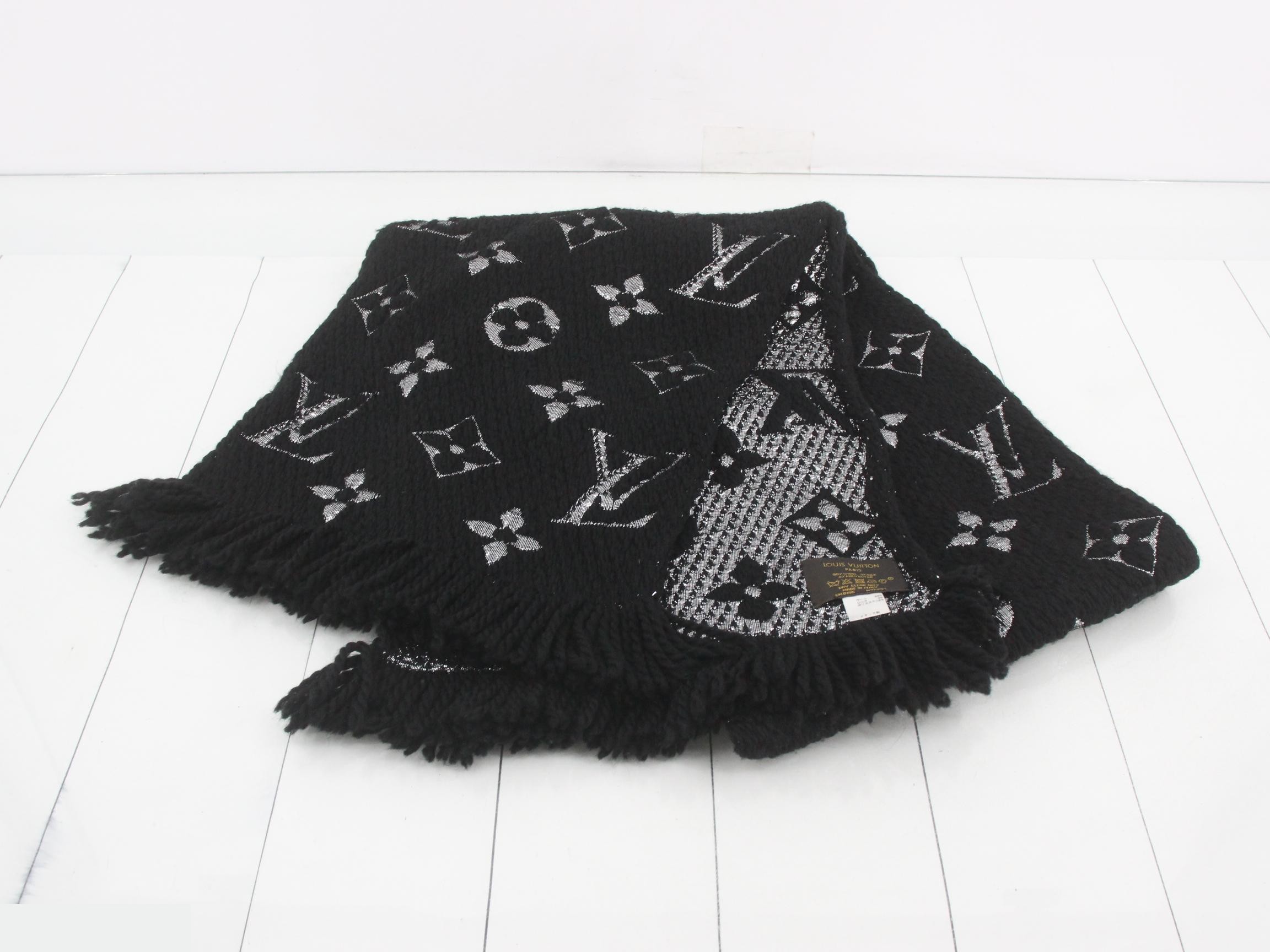 Logo Mania Long Scarf, with domestic tag, Black x Silver — view 2
