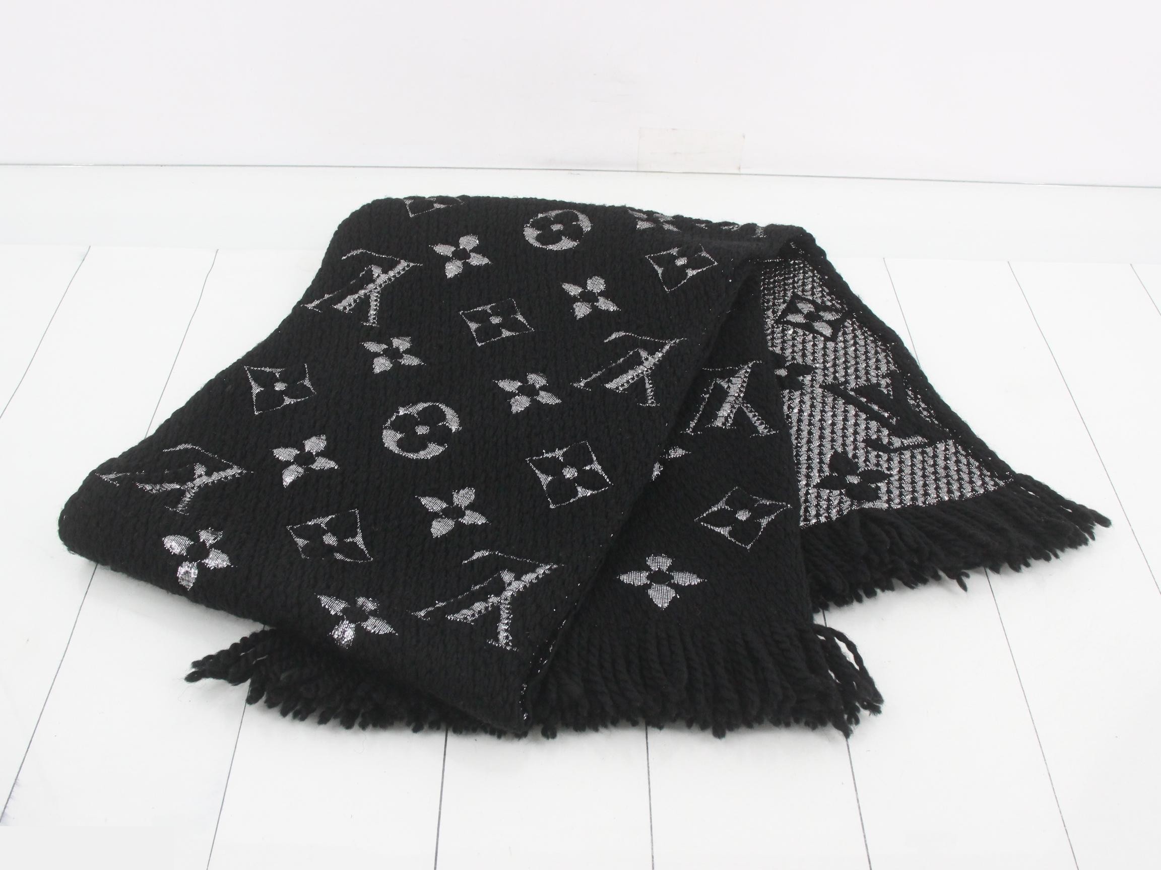 Logo Mania Long Scarf, with domestic tag, Black x Silver — view 3