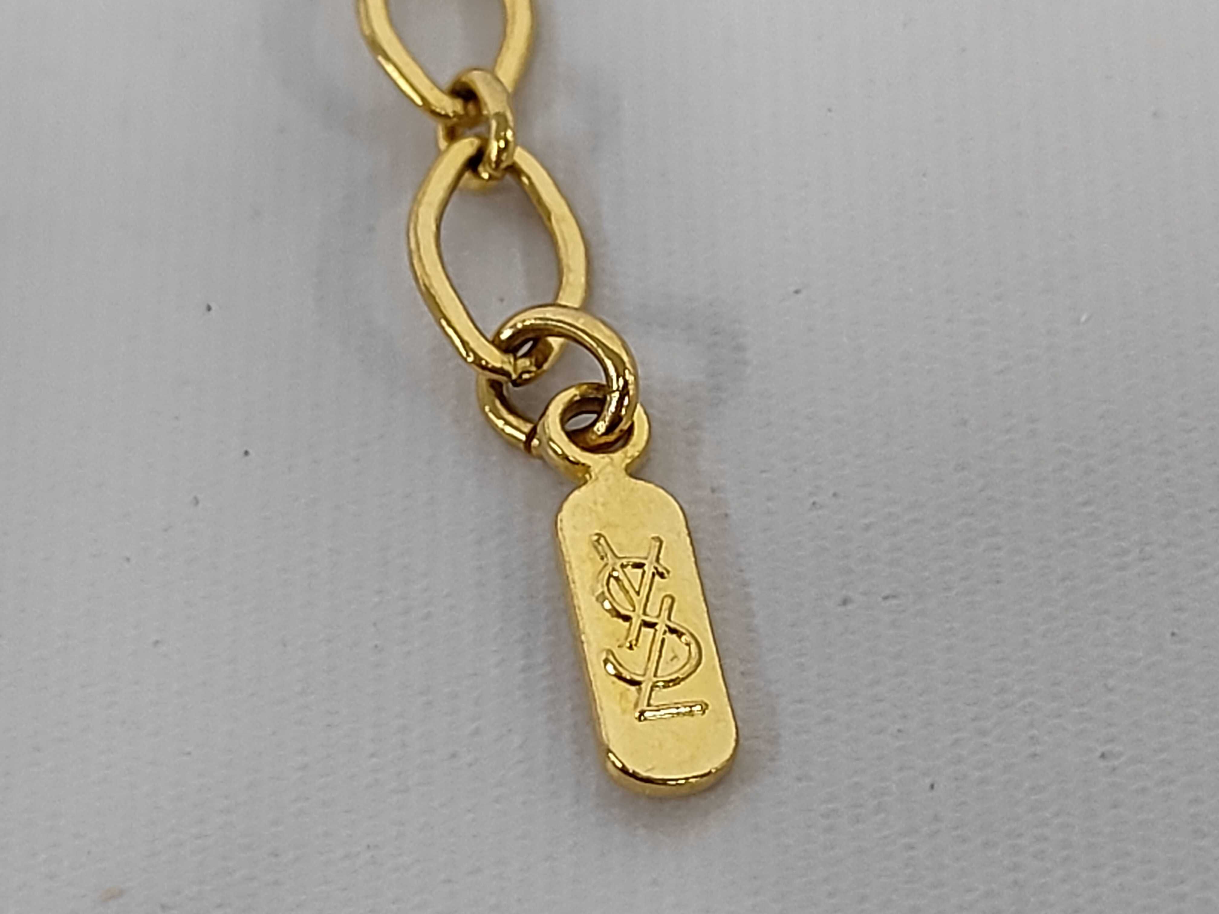 Yves Saint Laurent YSL Logo Gold-Tone Curved Bar Chain Necklace — view 4